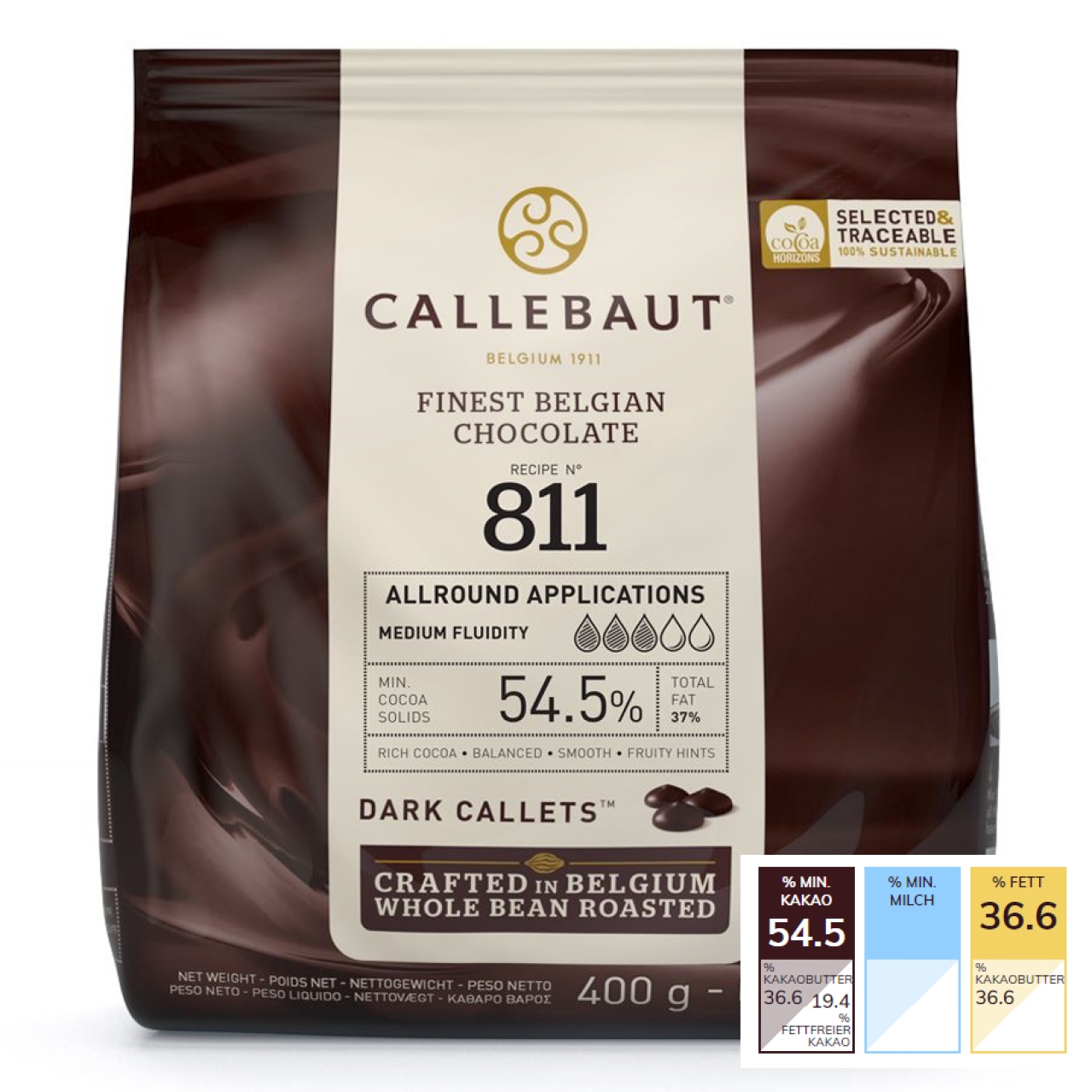 Callebaut Schokodrops Dunkle Kuvertüre Callets 400 g