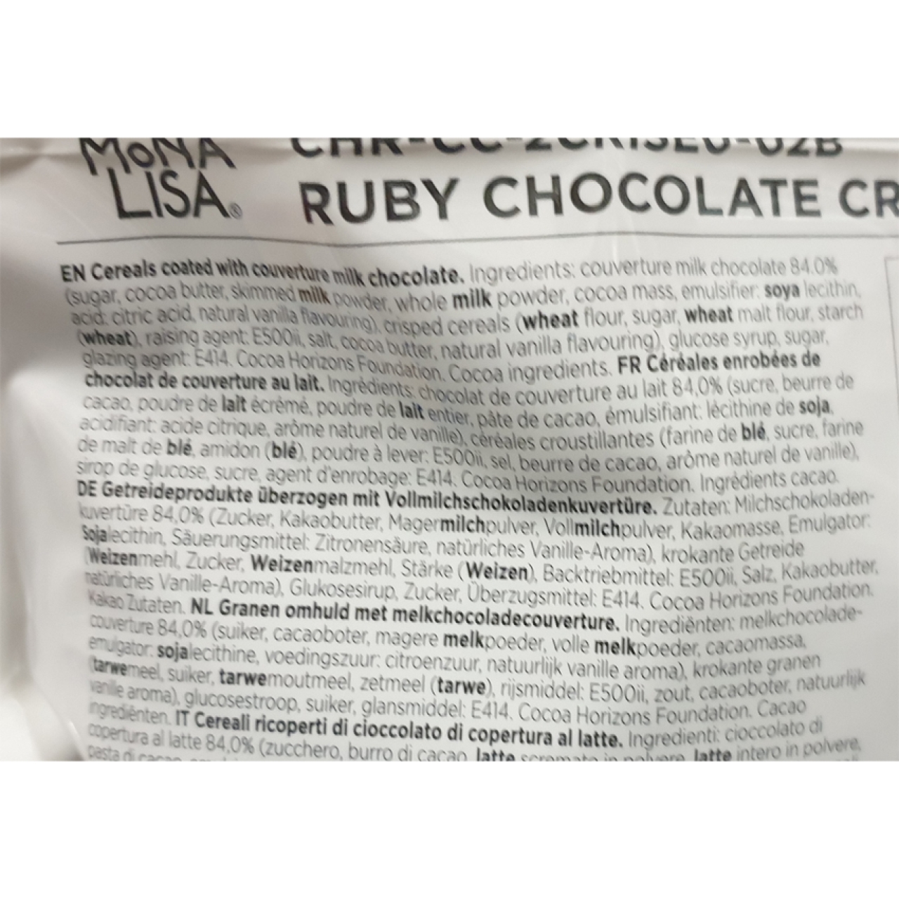Ruby-Perlen mit crunchy Kekskern und pinker belgischer Schokolade