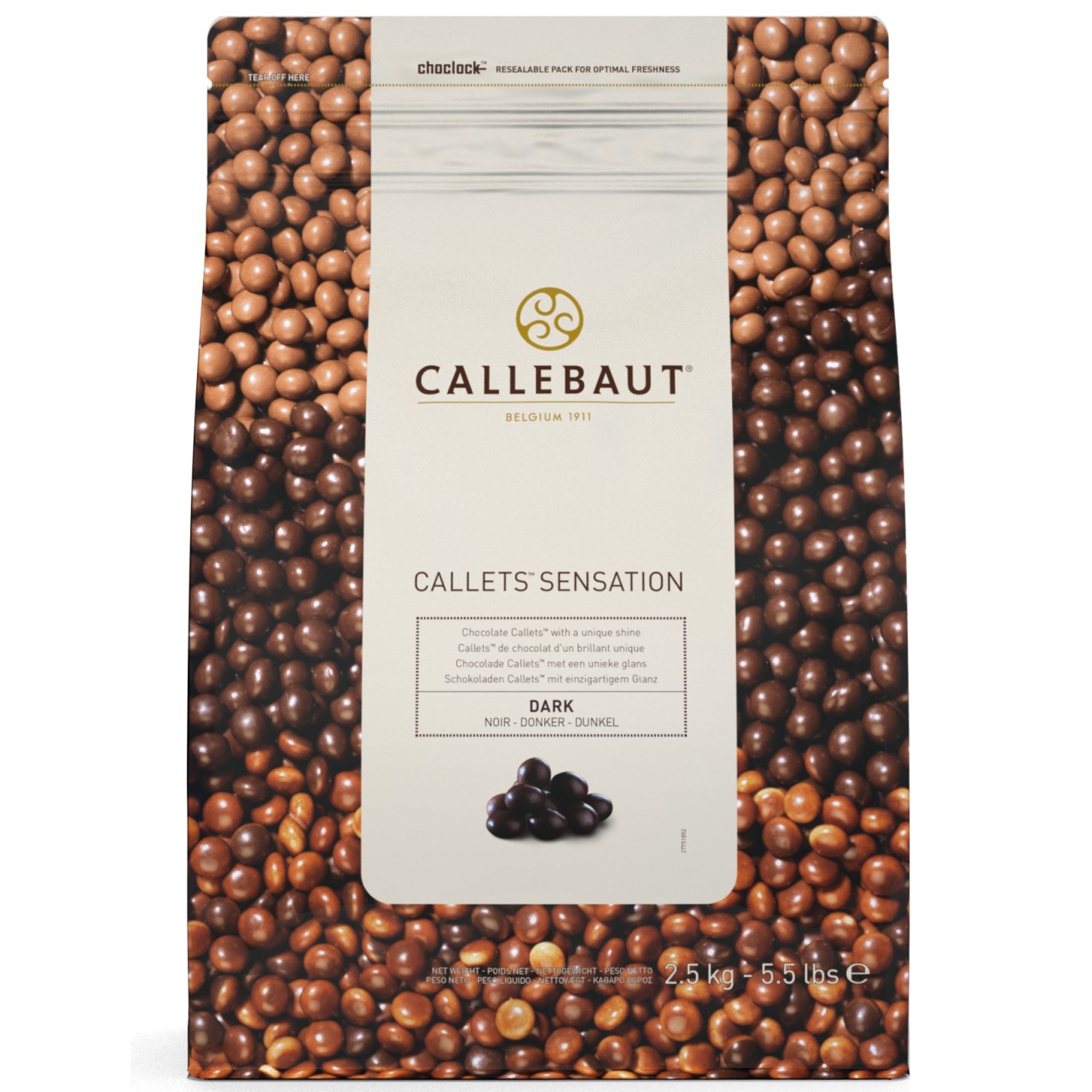 Callebaut, 2,5 kg Schokoperlen "Callets Sensation Dark", 100 % dunkle Schokolade