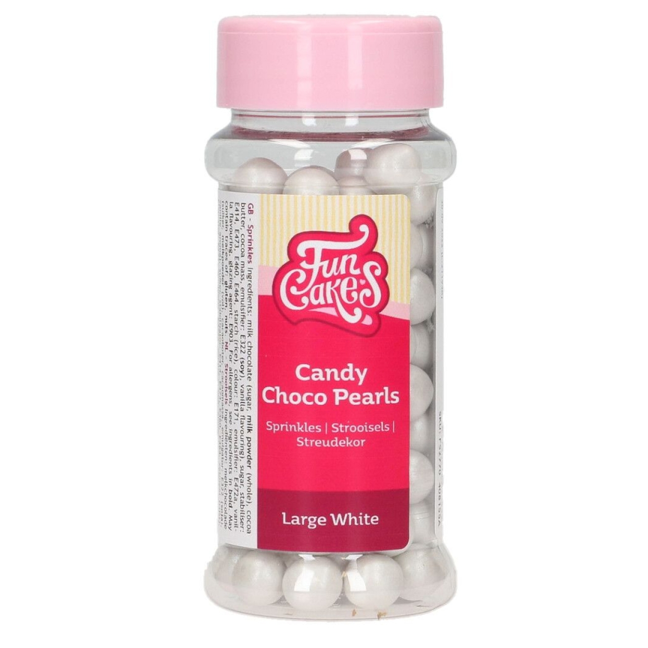 FunCakes, 70 g XL-Schokoperlen "Candy Choco Pearls", 1 cm, Weiß/Perlmutt