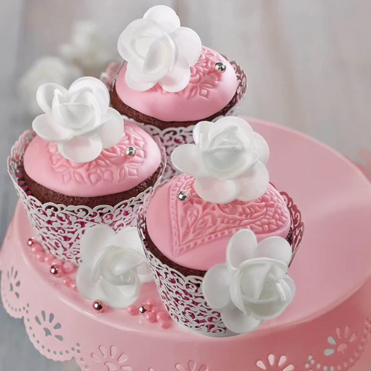 Fondantdeko Cupcake Rosa