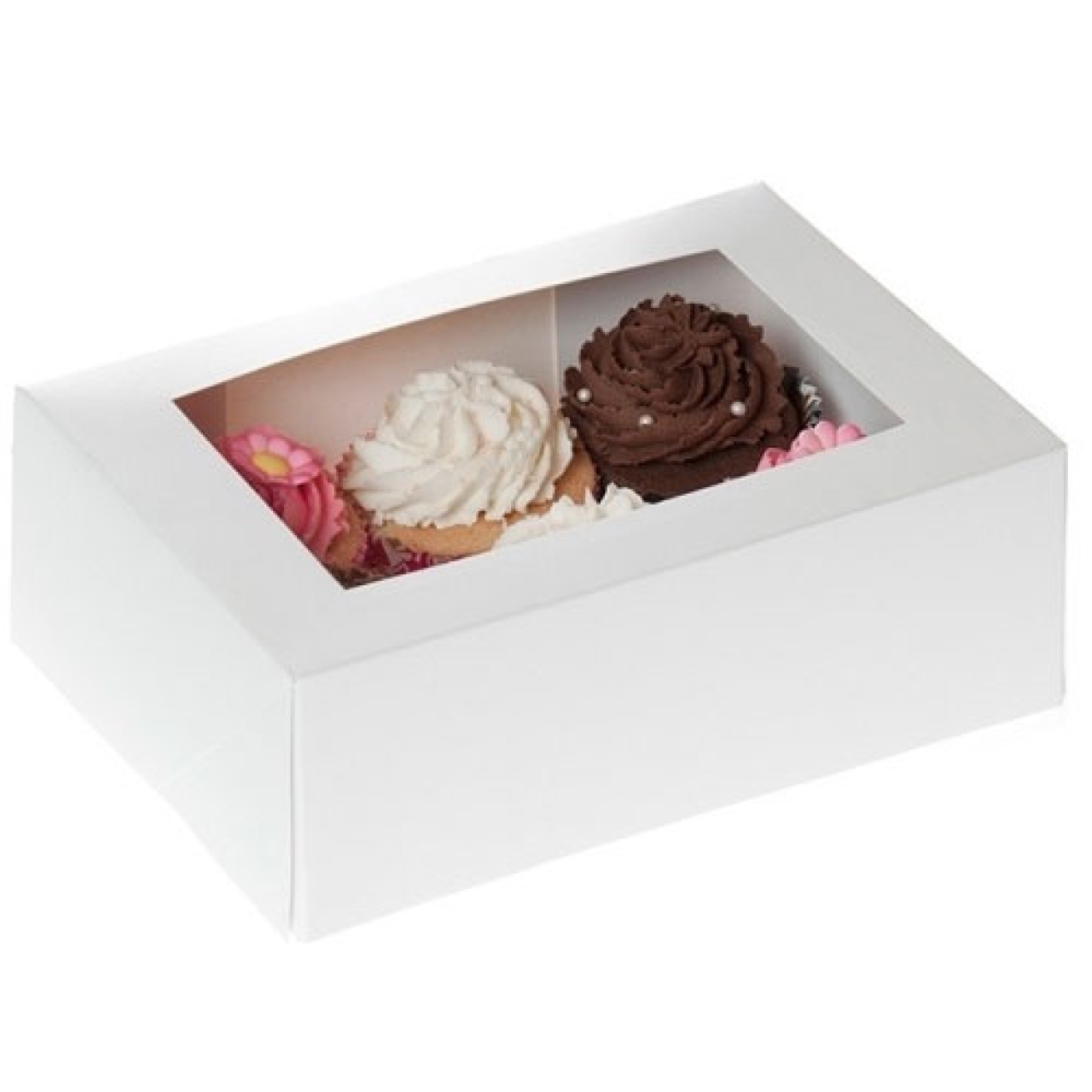 Cupcake Box für 6 Cupcakes, weiß, 2 Stück