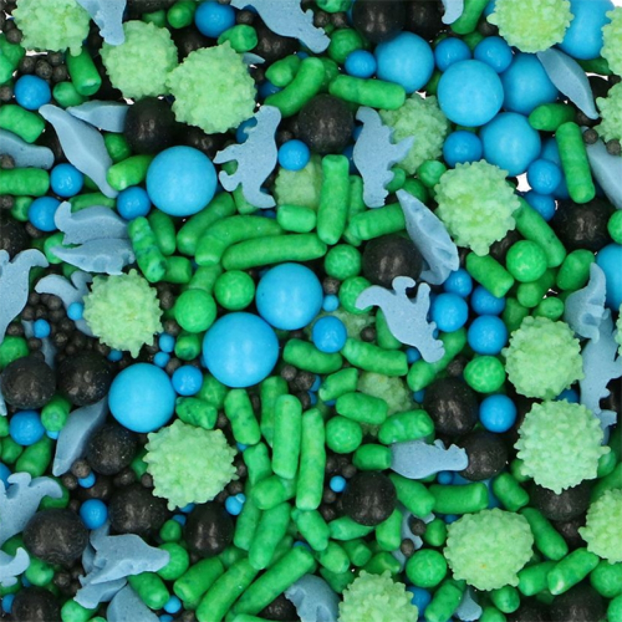 Sprinkles "Dino-Mix", aus Zucker, 65 g, Grün, Blau & Schwarz, FunCakes