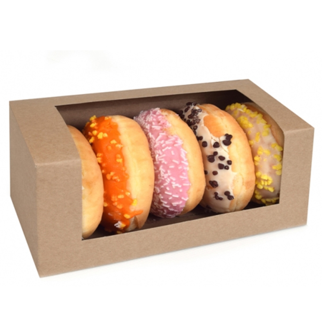 Donut Box für 5-6 Donuts mit Fenster, Eco Kraft