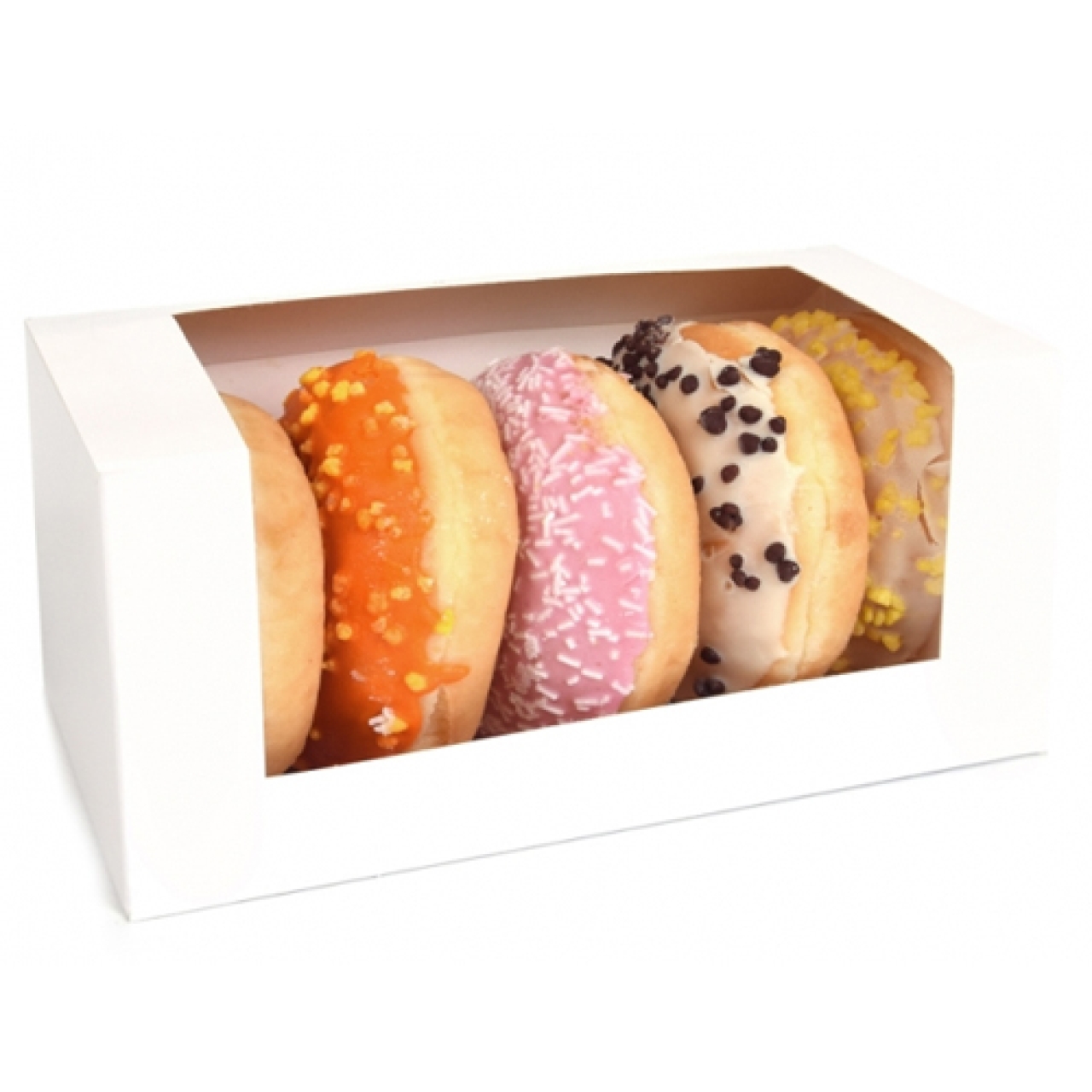 Donut Box für 5-6 Donuts mit Fenster, Weiß