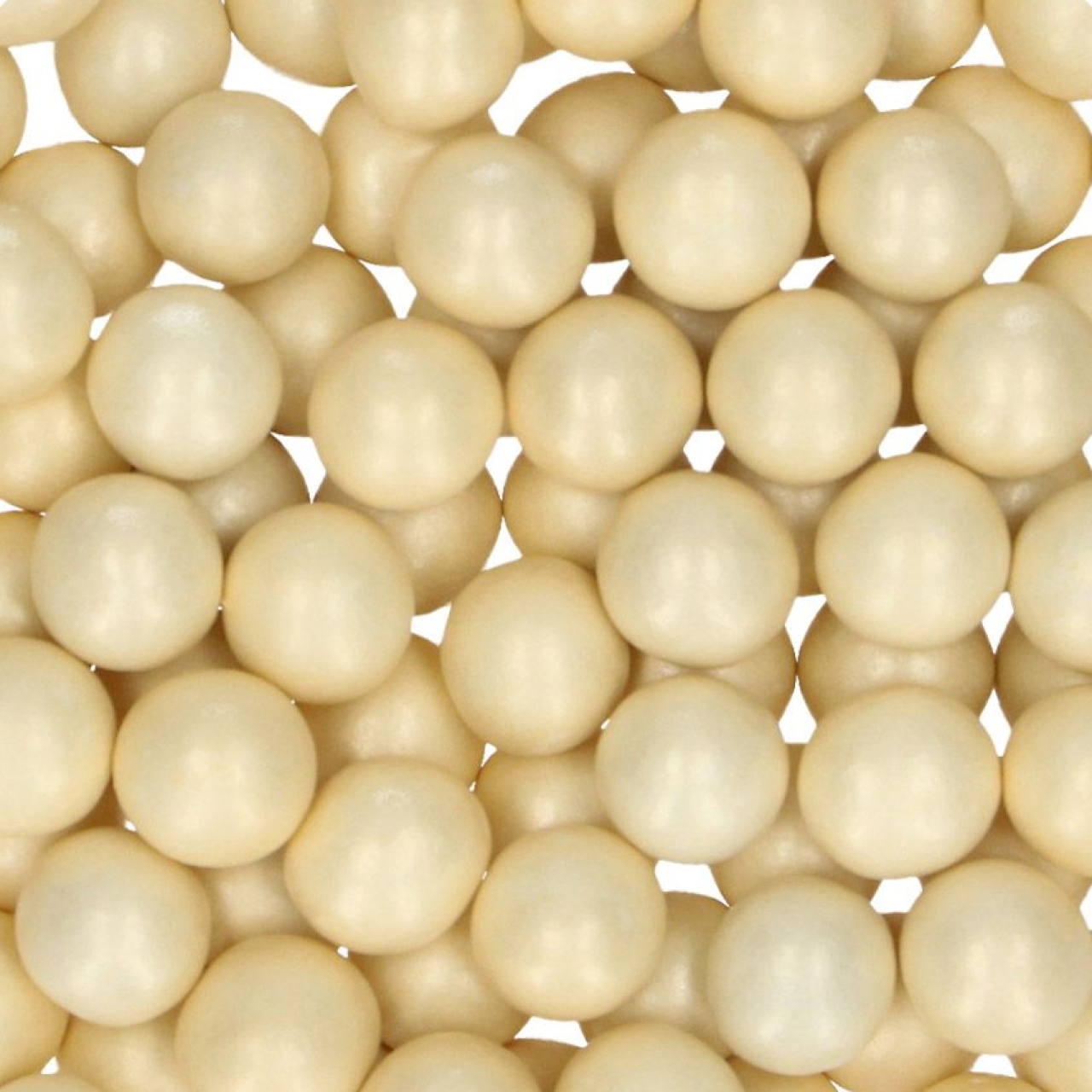 XL-Schokoperlen "Candy Choco Pearls", 10 mm, Farbe: Elfenbein/Ivory, 70 g, FunCakes