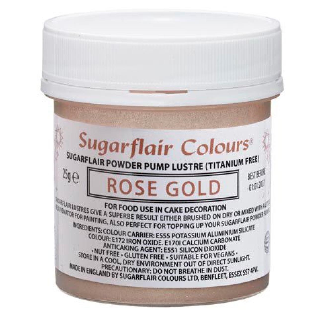 Sugarflair Nachfülldose für Glitzer-Spray, Rosegold, 25 g