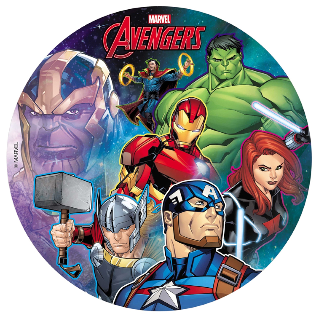 Tortenaufleger Avengers Superhelden, aus Esspapier, farbig, rund, 20 cm,  deKora