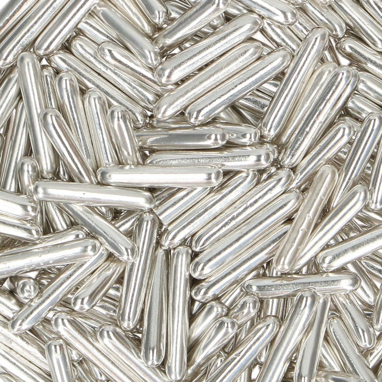 Zuckerstangen "XL-Stäbchen Metallic Silver", silberfarben, ca. 2 cm, 70 g, FunCakes