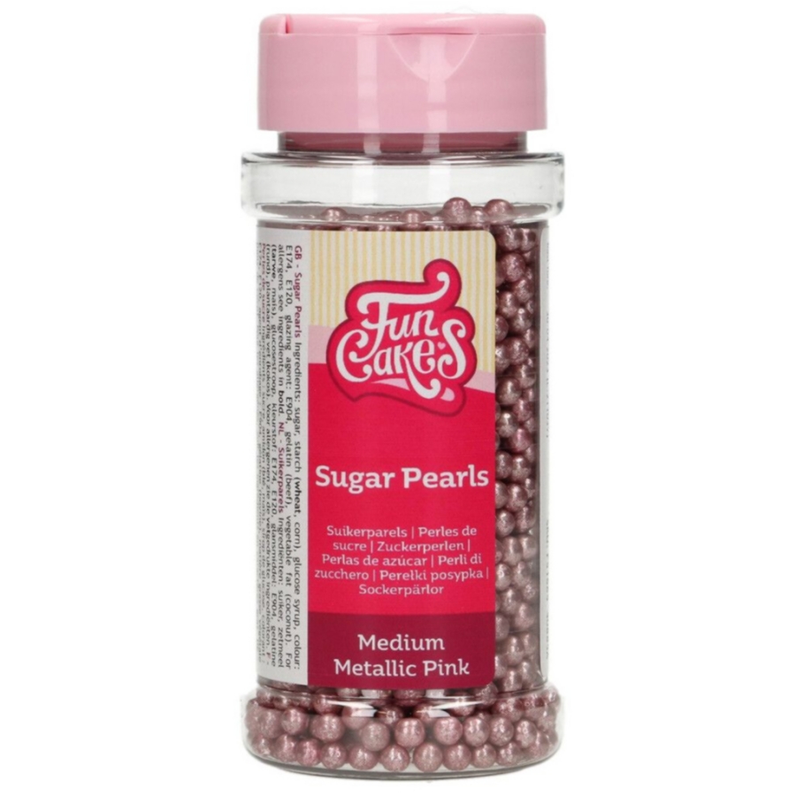 Zuckerperlen Metallic Pink 4 mm 80 g