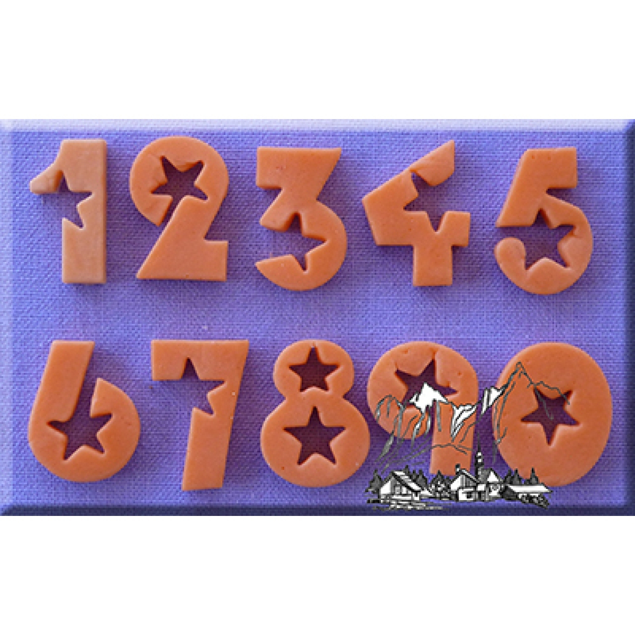 Cupcakes Deko Silikonform für Fondant 'Zahlen Stern' 1,8 cm