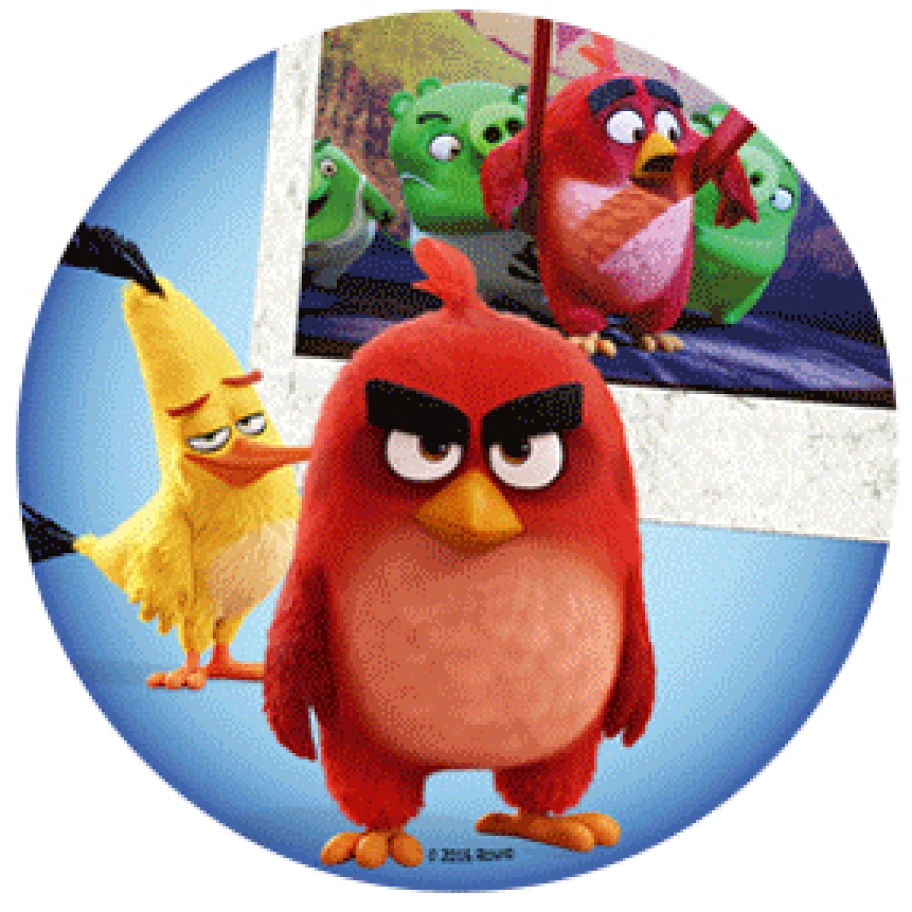 Tortenaufleger "Angry Birds" aus Oblatenpapier, Red, Chuck und Schweine, 21 cm