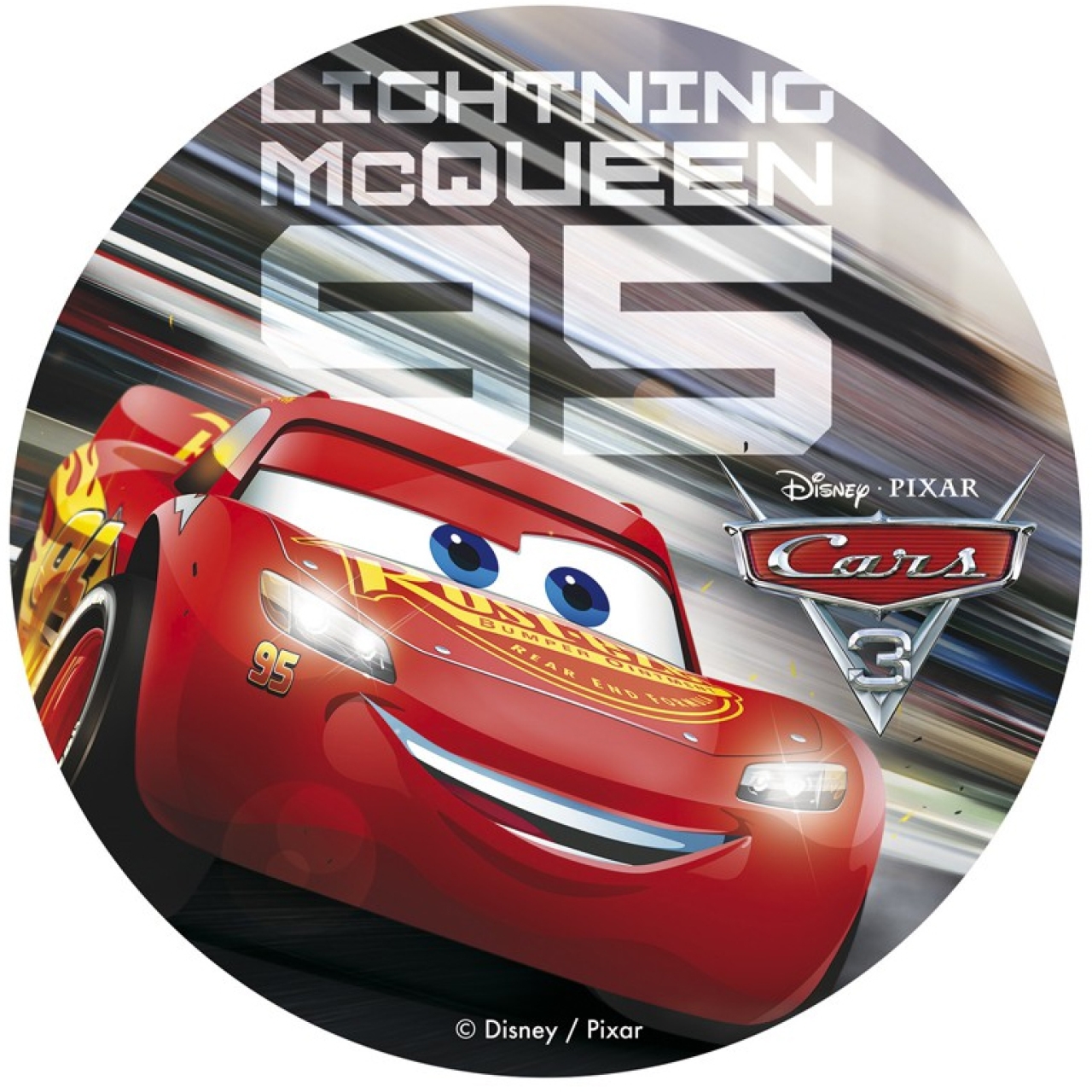 Tortenaufleger "Cars Lightning McQueen", aus Oblate, farbig, rund, 20 cm, deKora