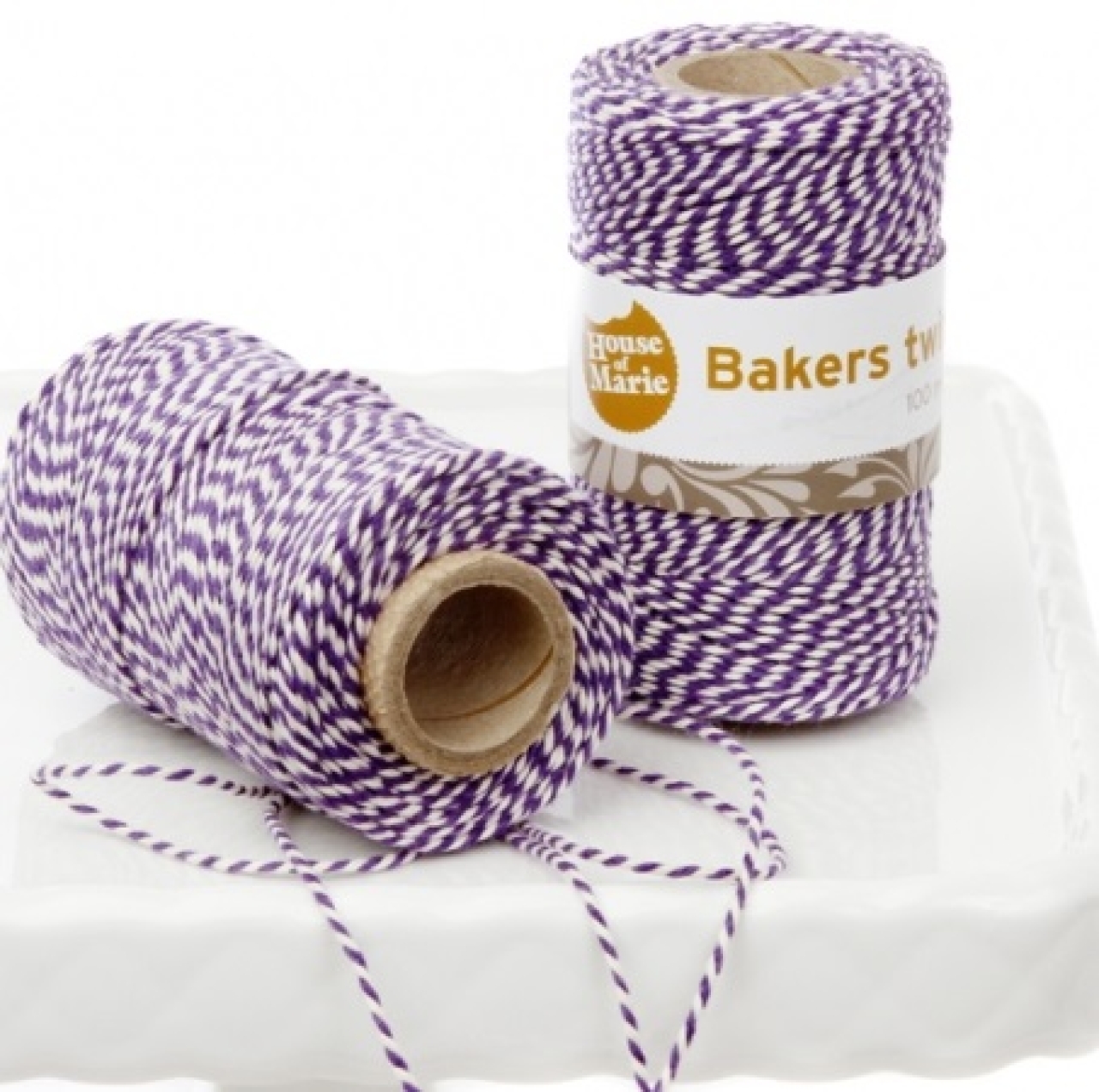 HoM Baker's Twine Garn-Rolle, dick, violett-weiß, 20 m