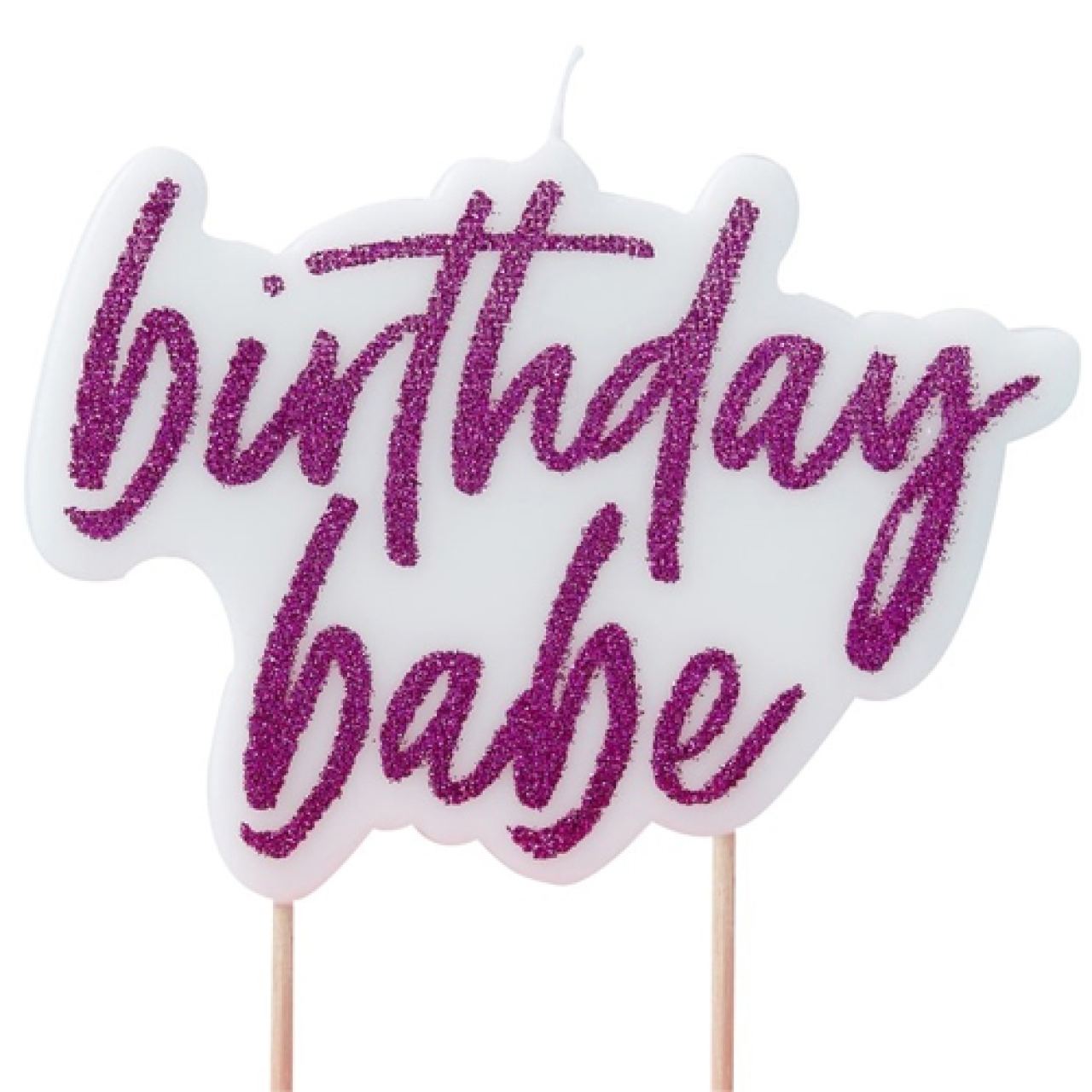 Geburtstagskerze "Birthday Babe", Pink mit Glitzer