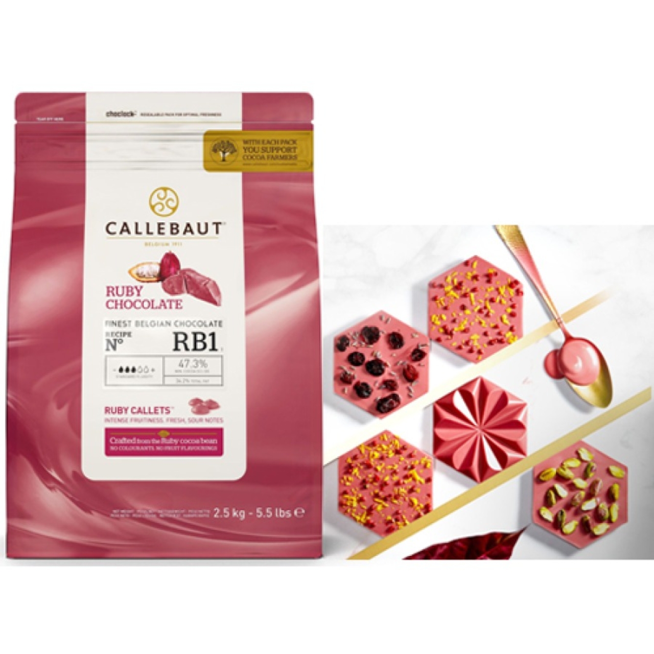 Callebaut Schokodrops Ruby Kuvertüre Callets 2,5 kg