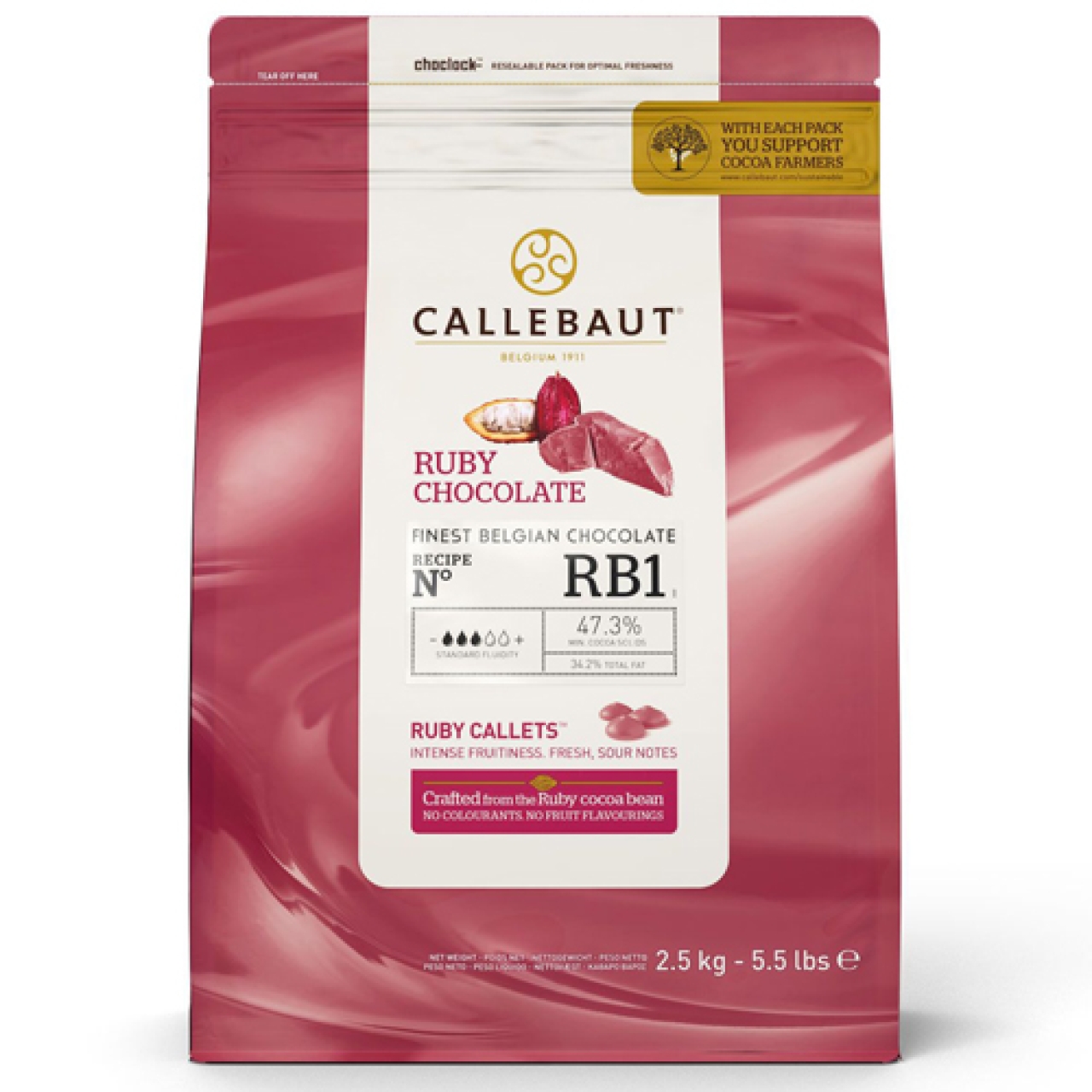Callebaut Schokodrops Ruby Kuvertüre Callets 2,5 kg