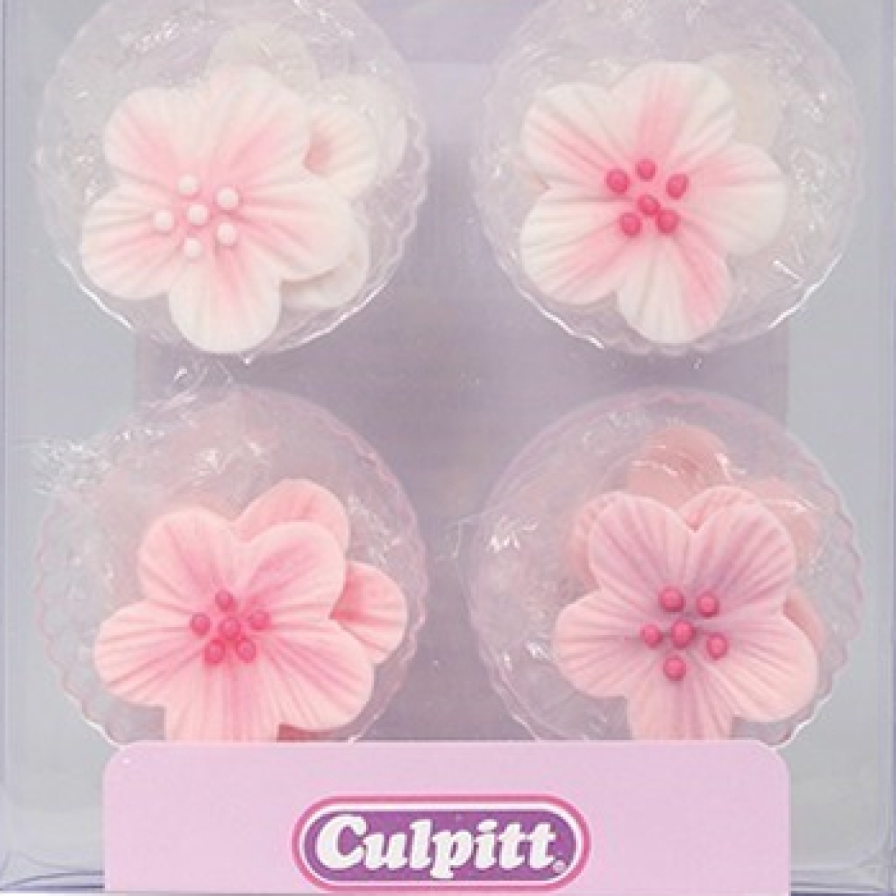 Zuckerblumen "Pinke Blumen", 10 Stück, Rosa/Pink & Weiß, 2,5 cm, Culpitt