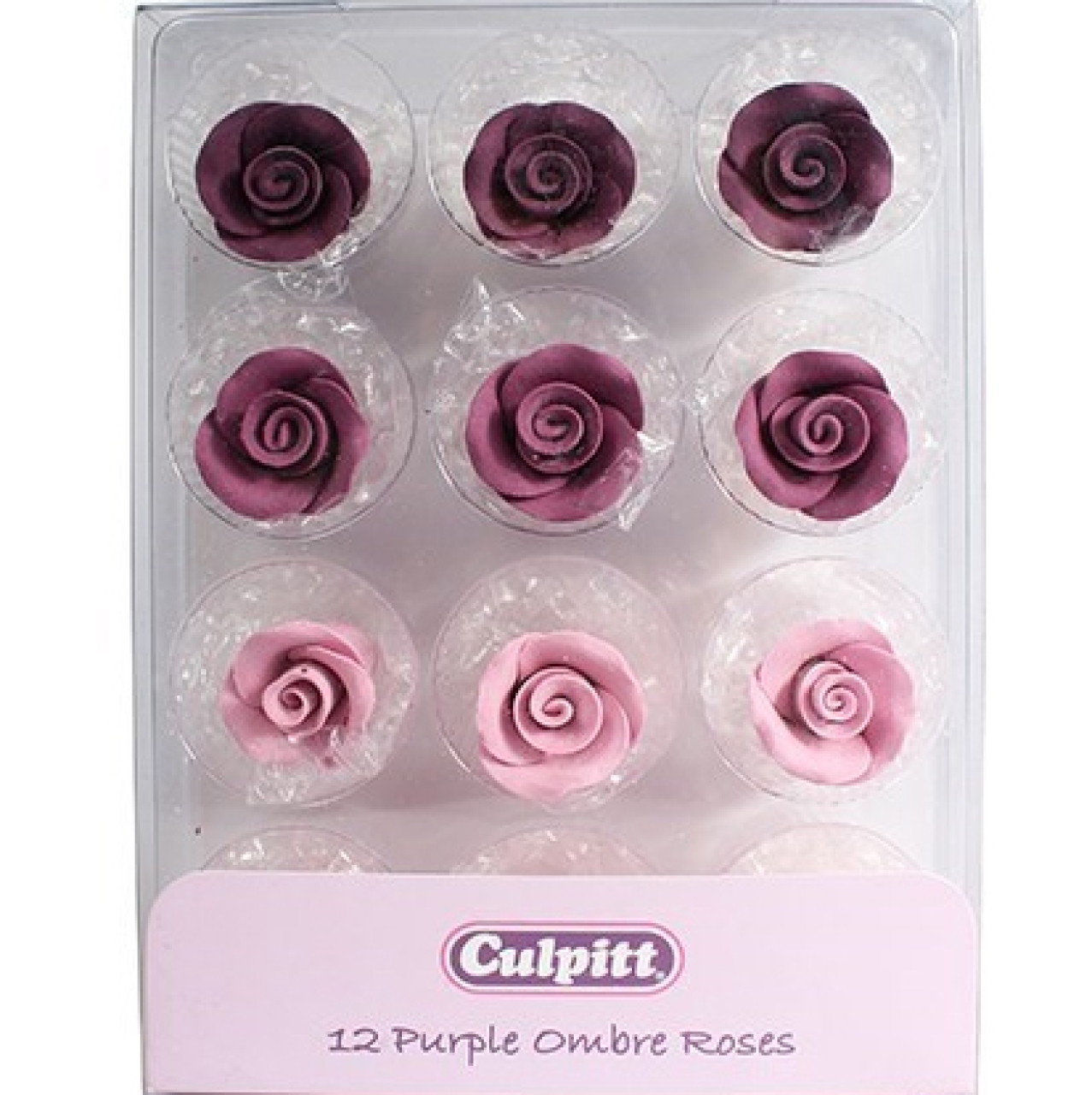 Culpitt Cupcakes Deko "Rosenknospen", Lila Ombre, 12 Stk. 2 cm