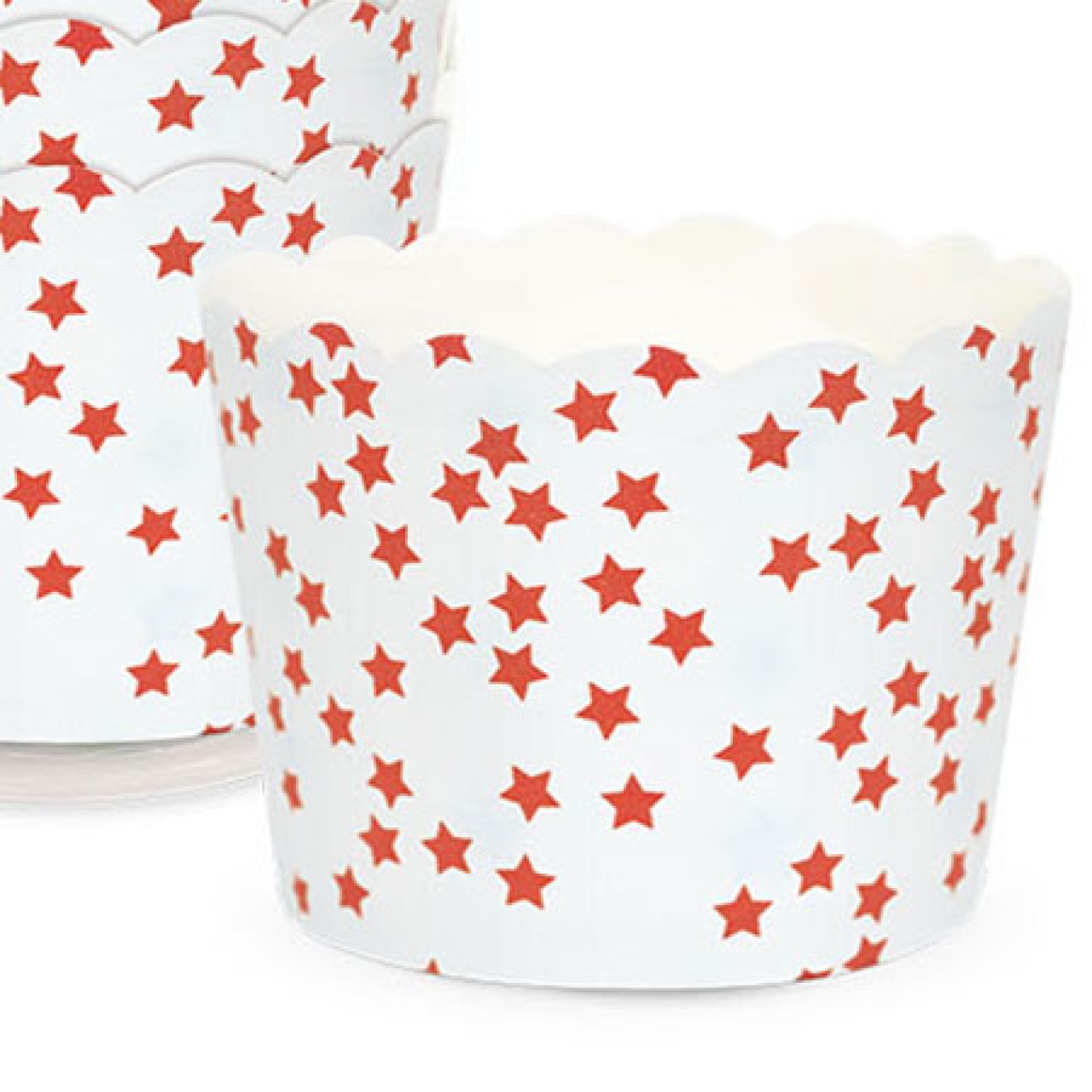 Cupcakesförmchen Weiß mit Rote Sterne