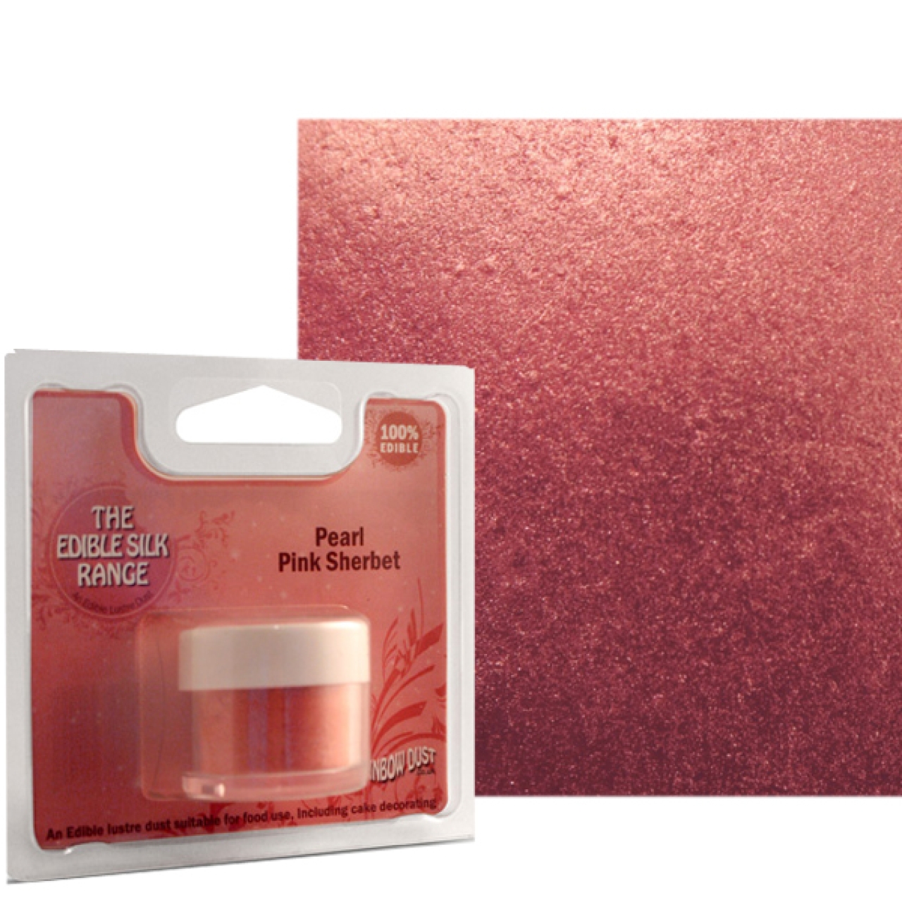 Speisefarbpulver "Perlmutt Sorbet-Pink", 100 % essbar, Dunkelrosa, 3 g, Rainbow Dust