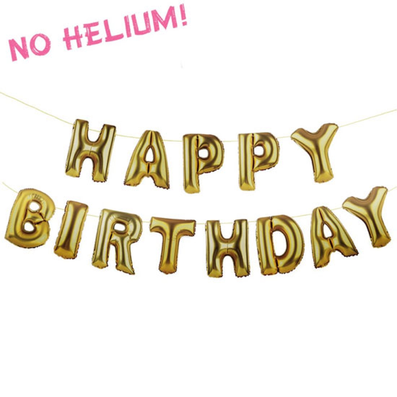Folienballons "Happy Birthday", 13 Stück, Gold