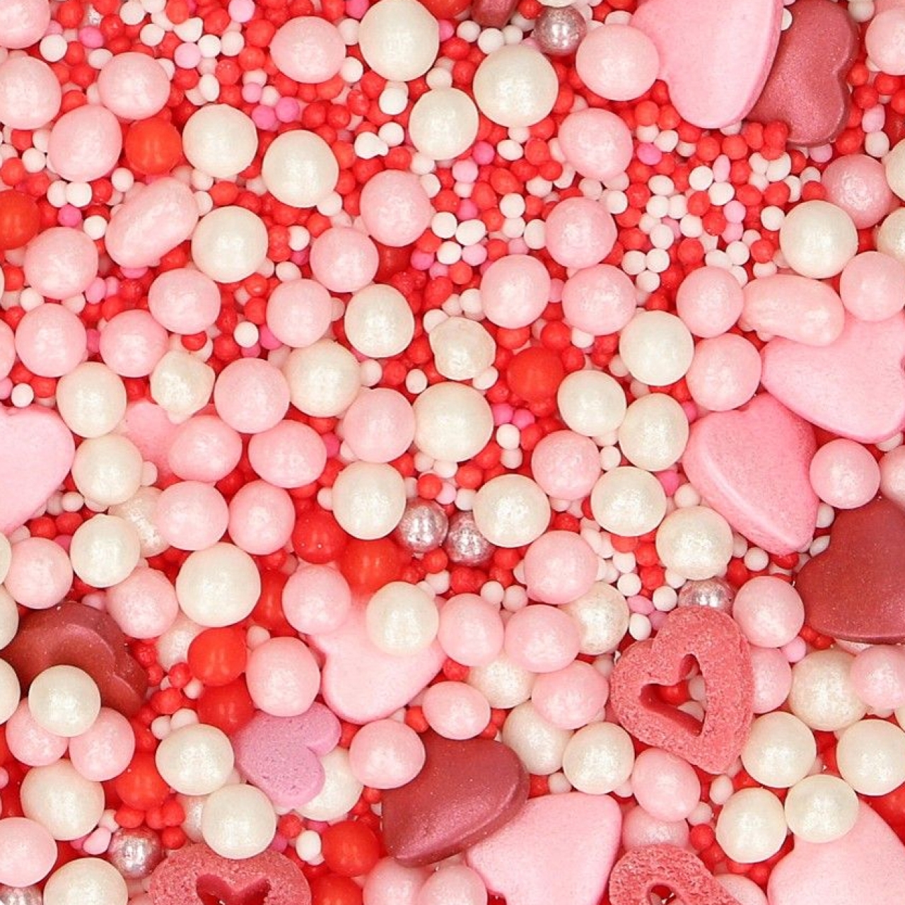 Zuckerdekorationen 'Herzen' rosa & weiß, 50 g