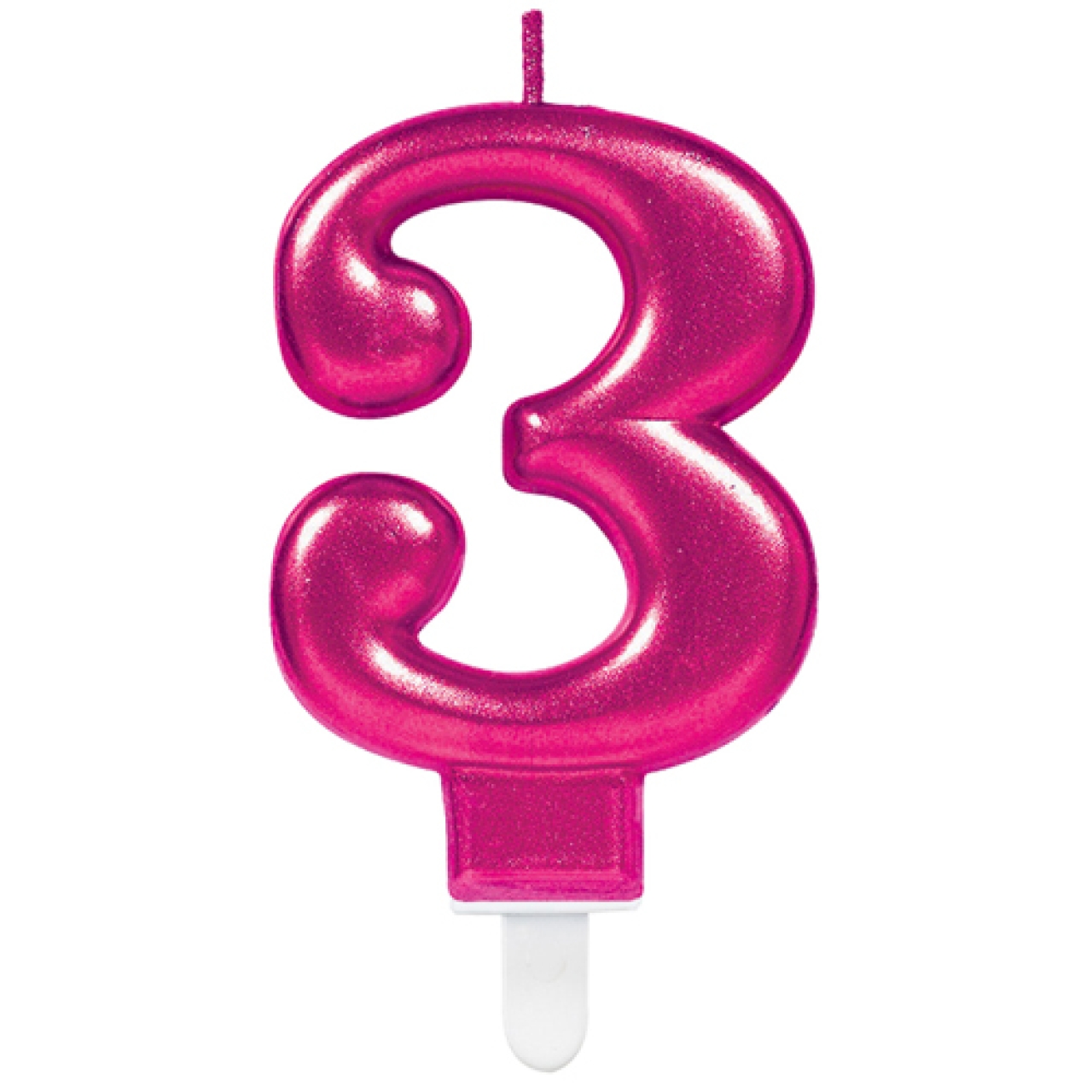 Geburtstagskerze "Zahl 3", Pink, 8 cm