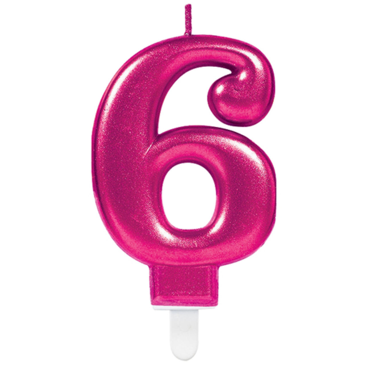 Geburtstagskerze "Zahl 6", Pink, 8 cm