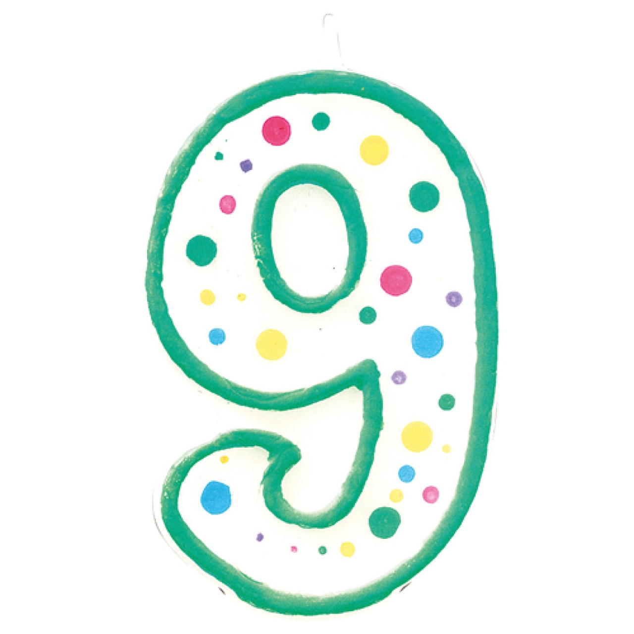 Zahlenkerze für Geburtstagstorte, grün, "9"