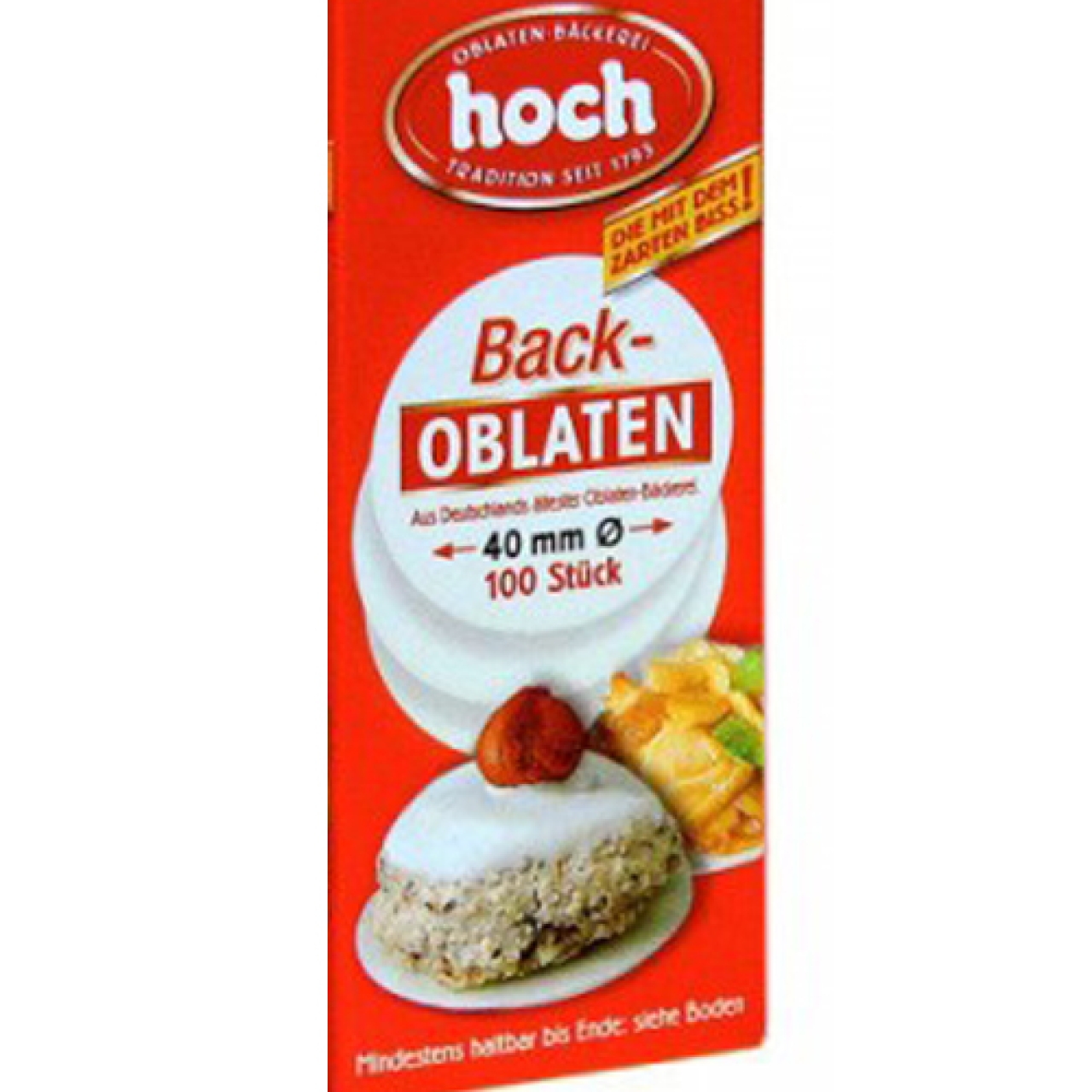 Oblaten-Bäckerei hoch, Back-Oblaten, rund, 40 mm, 100 Stück