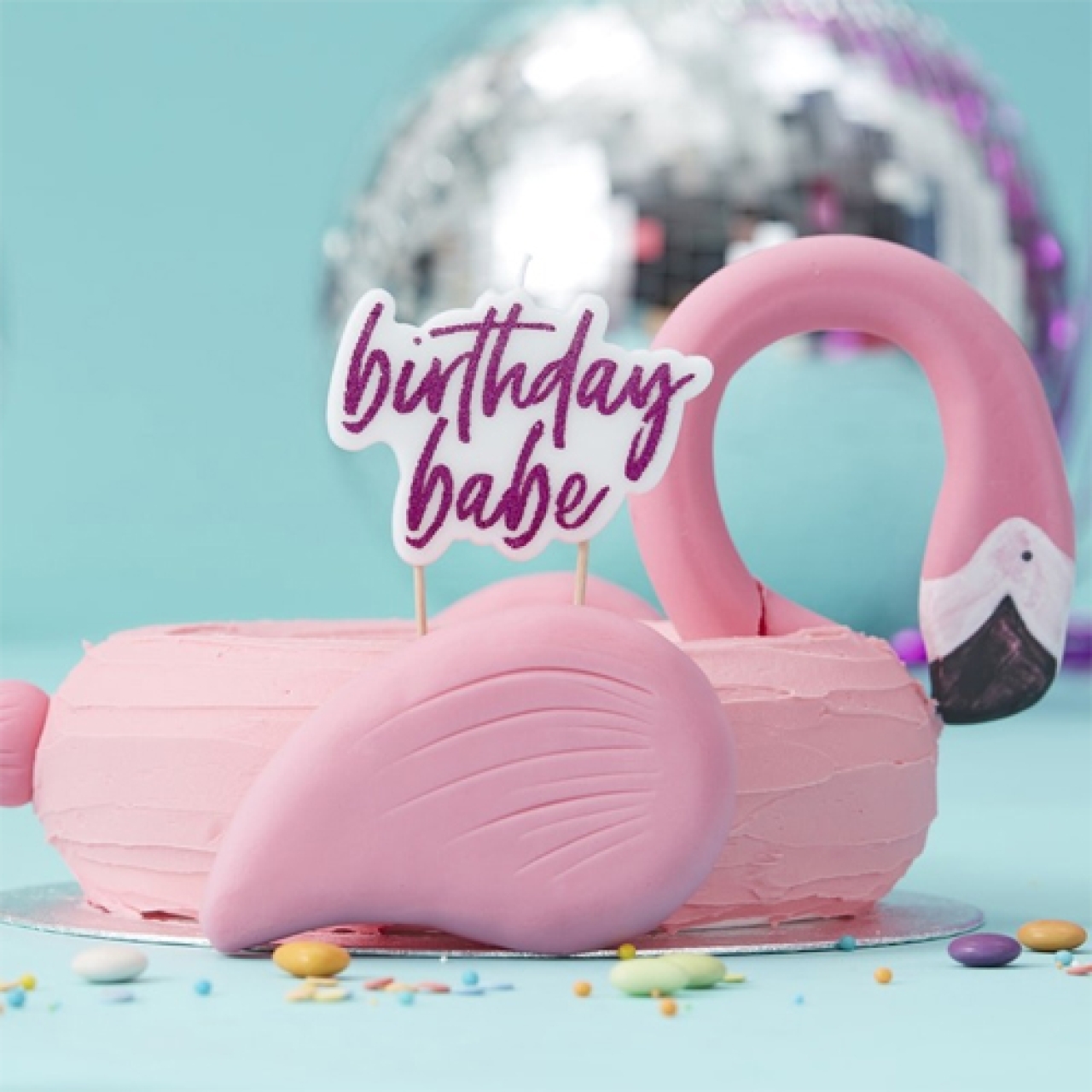 Geburtstagskerze "Birthday Babe", Pink mit Glitzer