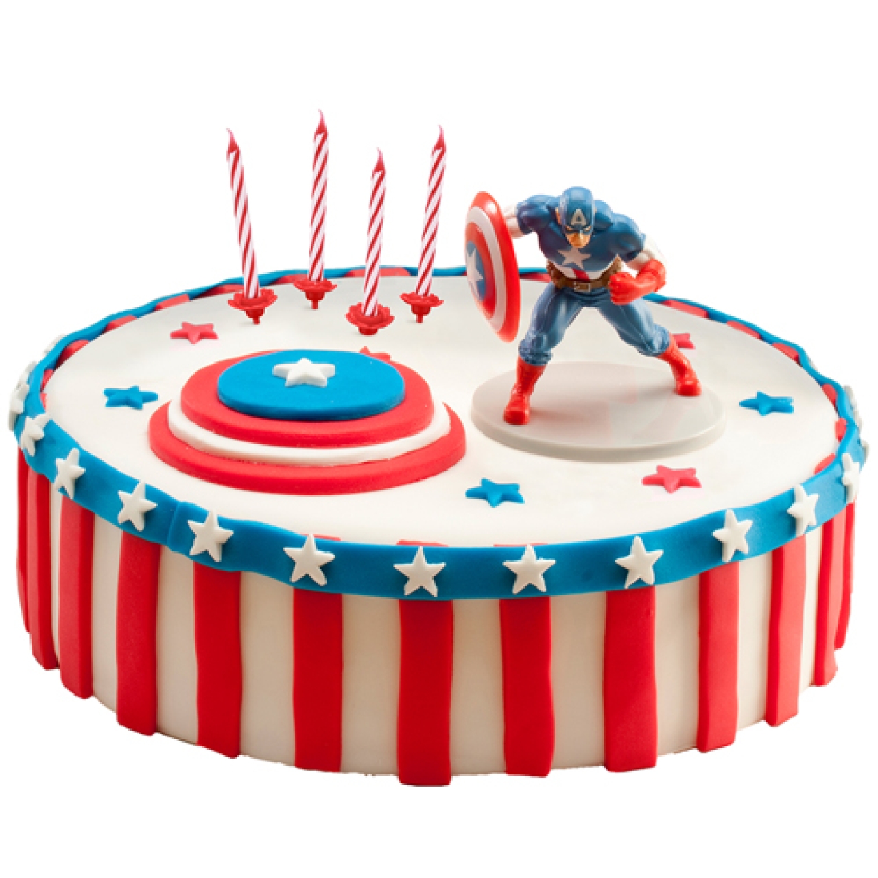 Tortenfigur mit Kerzen "Captain America", SET