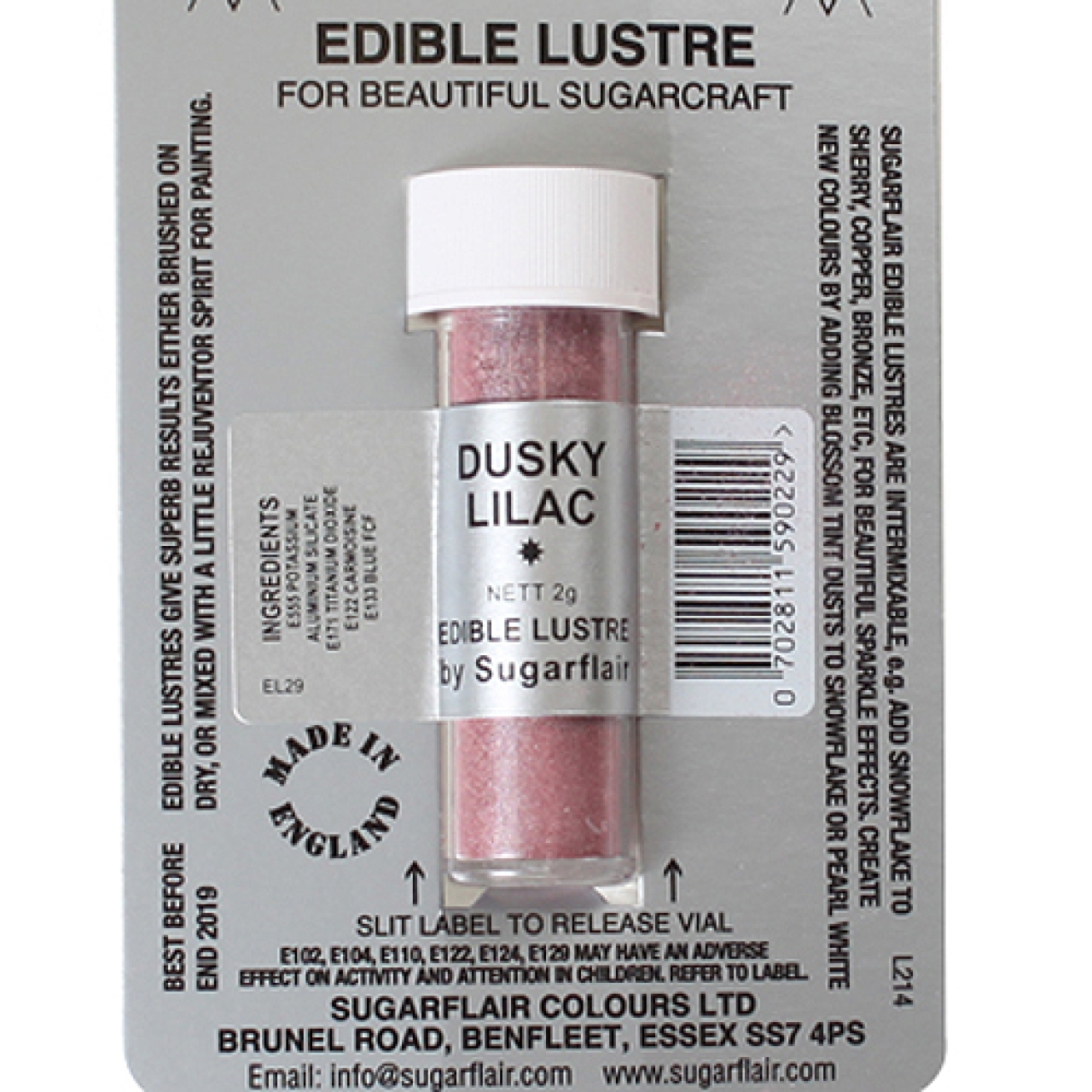 Sugarflair Lebensmittelfarbe Glanz Pulver Alt Lila (Dusky Lilac), 2 g