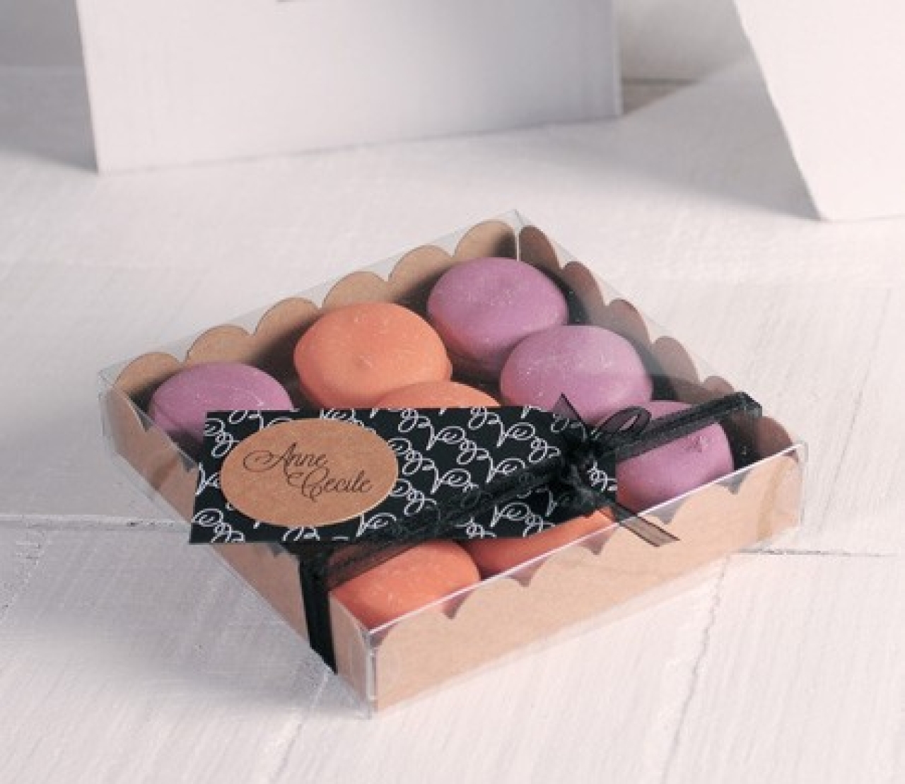 Macarons-Schachtel mit Deckel, für 9 Macarons rosa