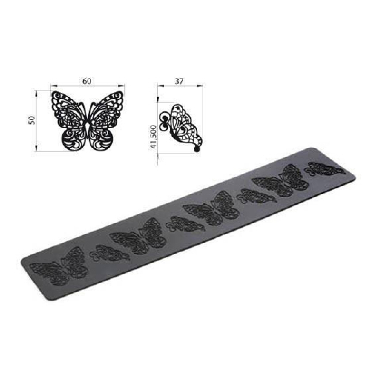 Silikomart Tricot Decor Essbare Spitze Silikon-Matte 40 x 8 cm, Schmetterling