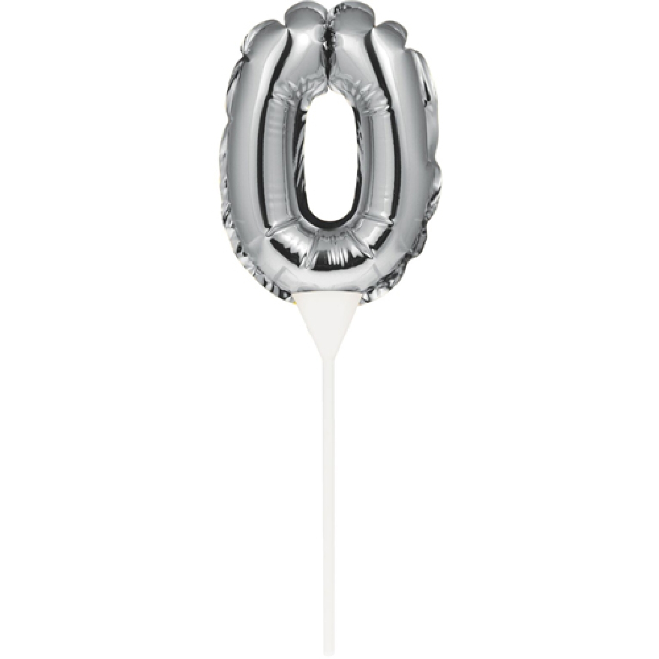 Ballon-Topper "Zahl 0", Silber, 13 cm