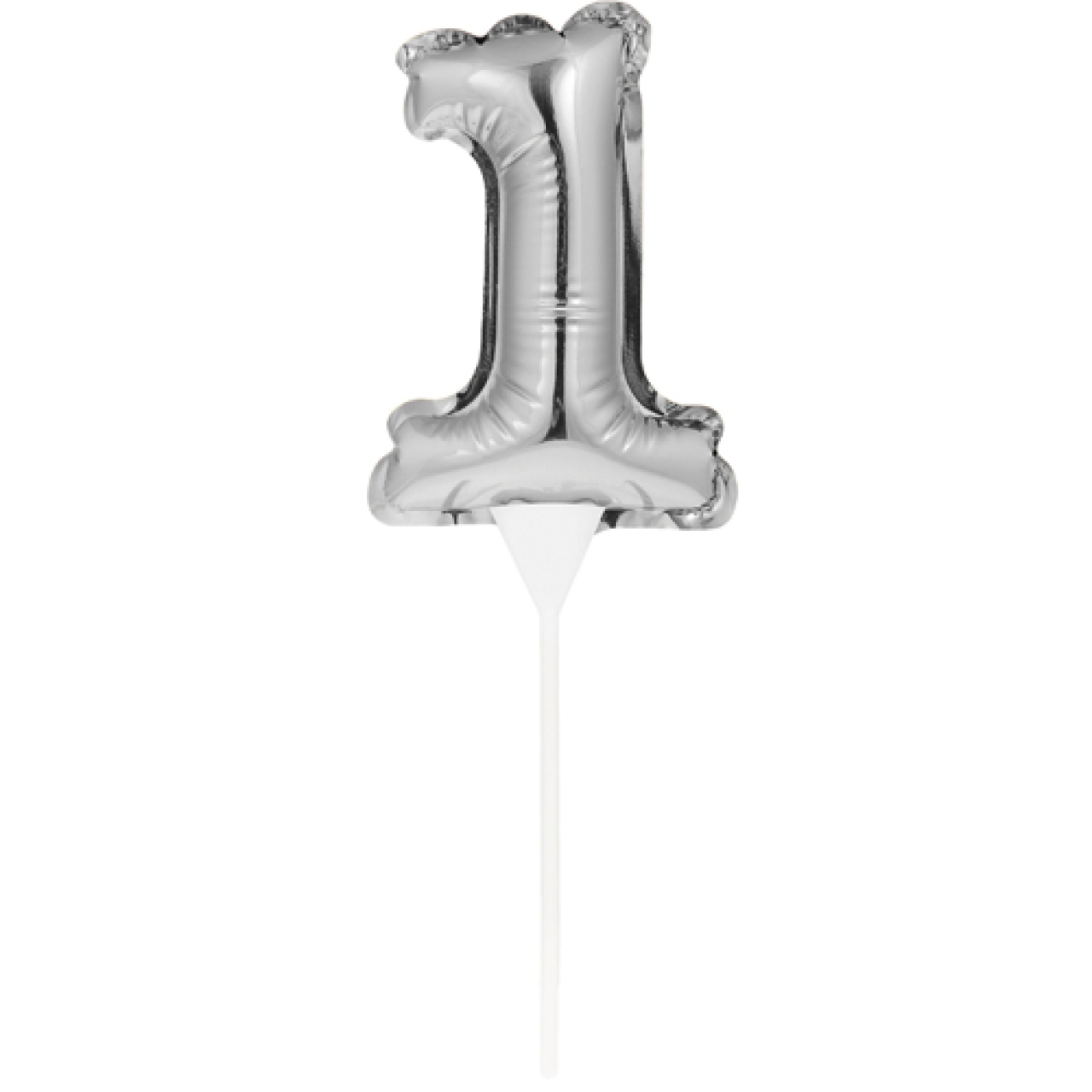 Ballon-Topper "Zahl 1", Silber, 13 cm