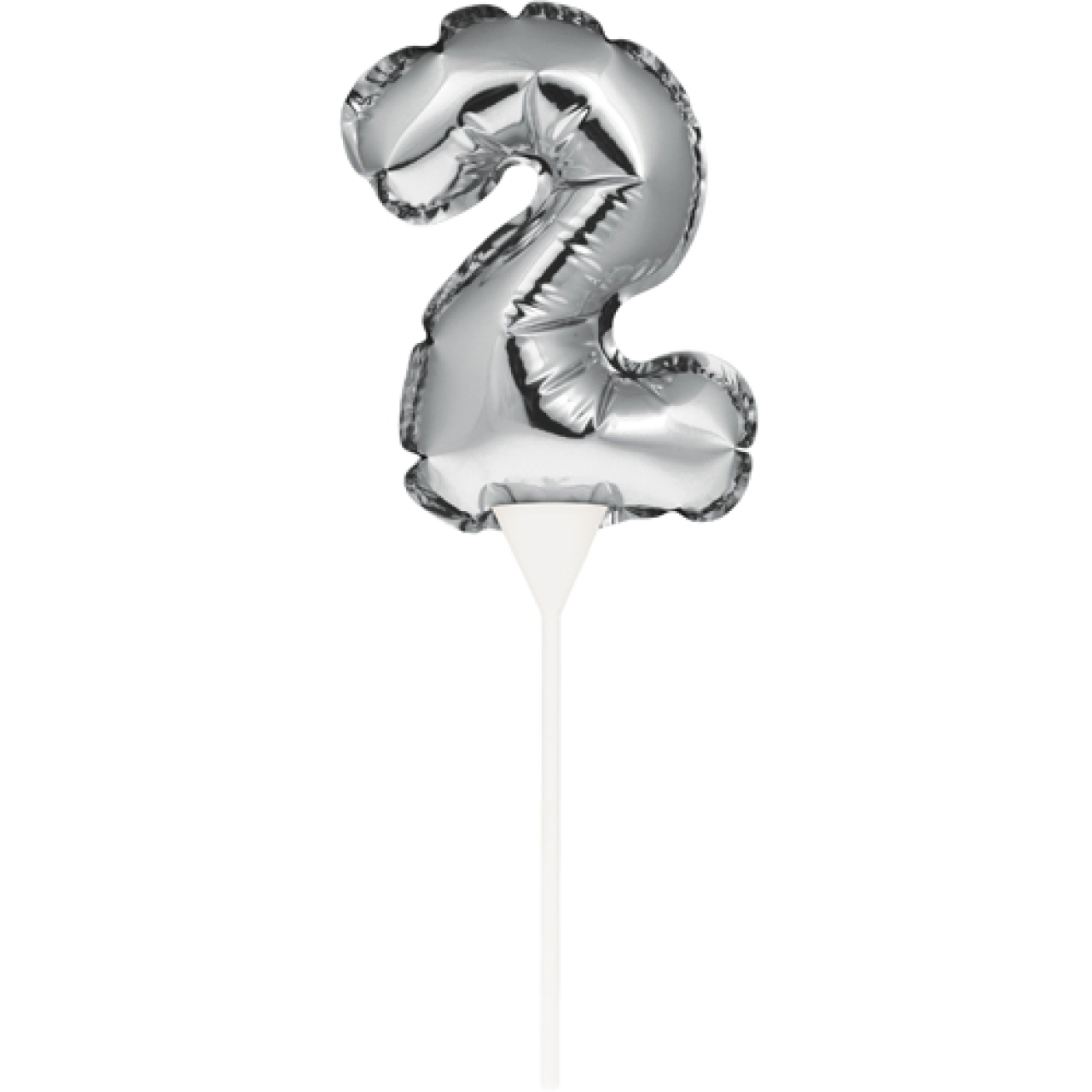 Ballon-Topper "Zahl 2", Silber, 13 cm