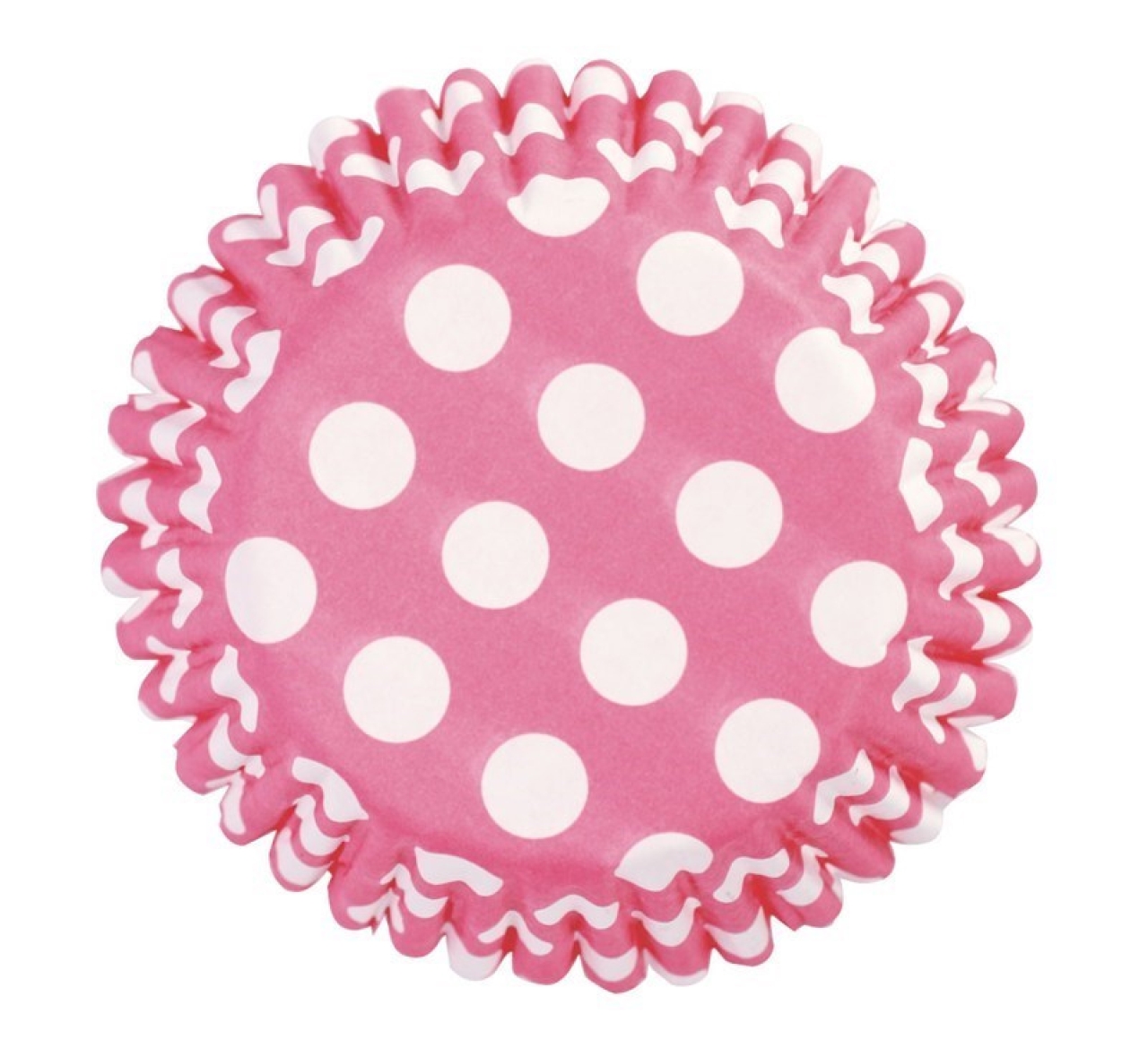 Wilton Muffinförmchen, pink, weiße Punkte, 75 Stk