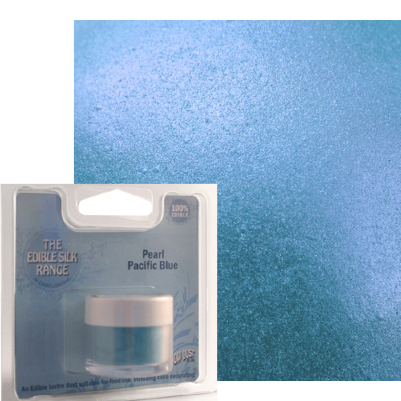 Speisefarbpulver "Pearl Pacific Blue", 100 % essbar, Blau, 3 g, Rainbow Dust
