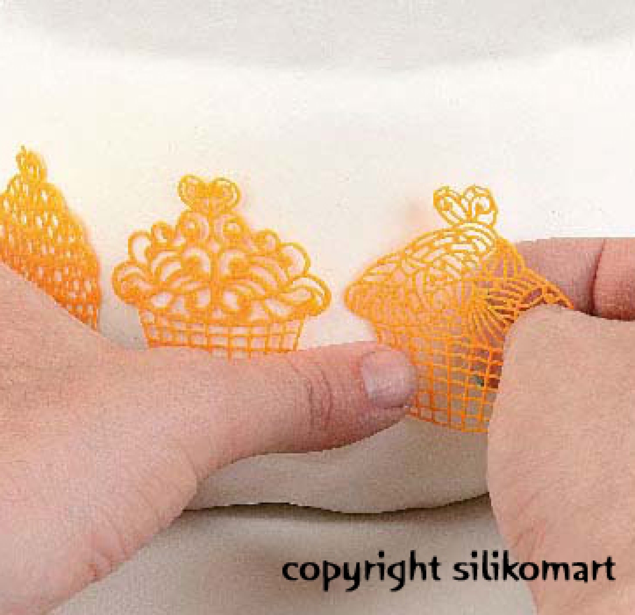 Silikomart Tricot Decor Essbare Spitze Silikon-Matte 40 x 8 cm, Cupcakes