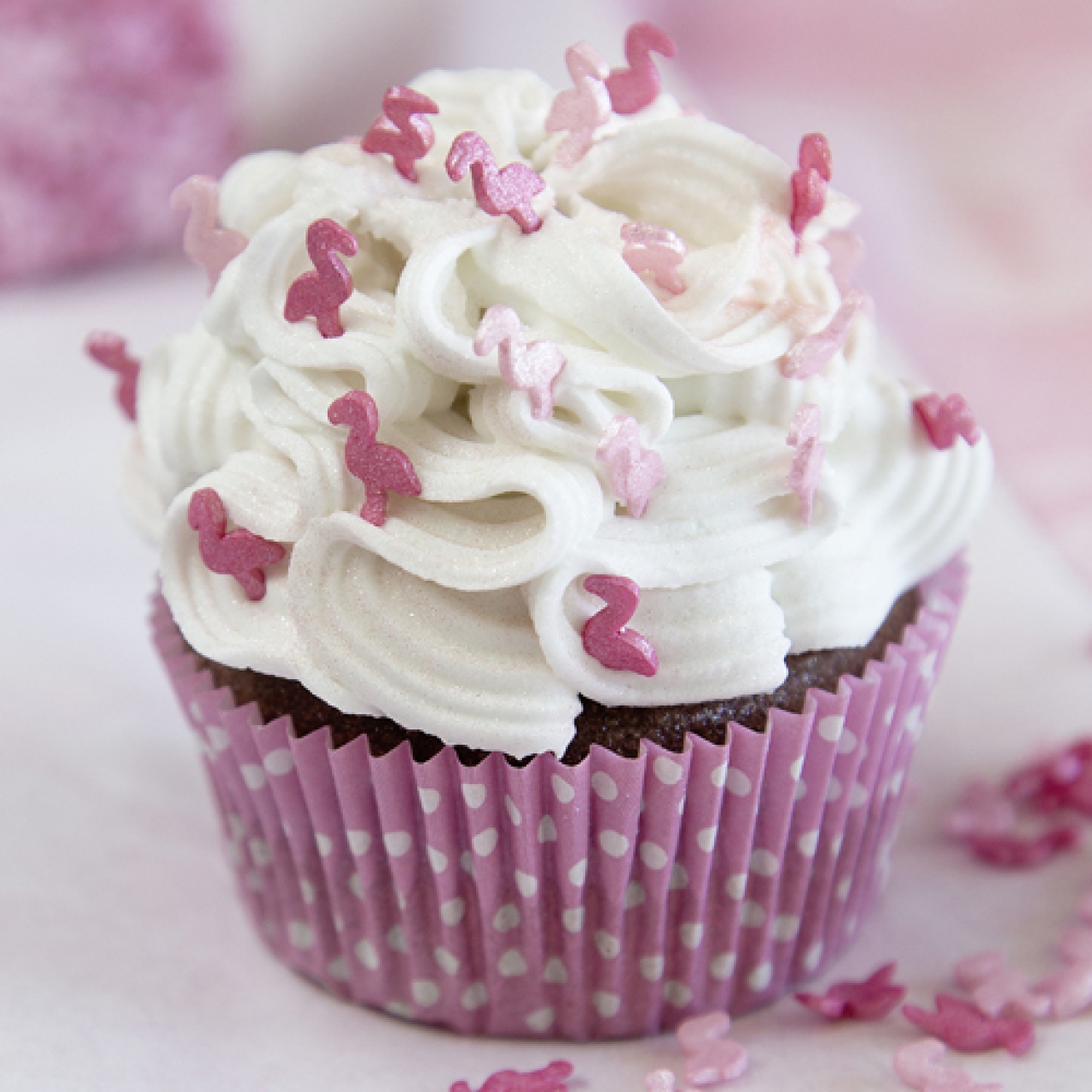 Cupcake-Deko "Flamingo", Rosa/Lila