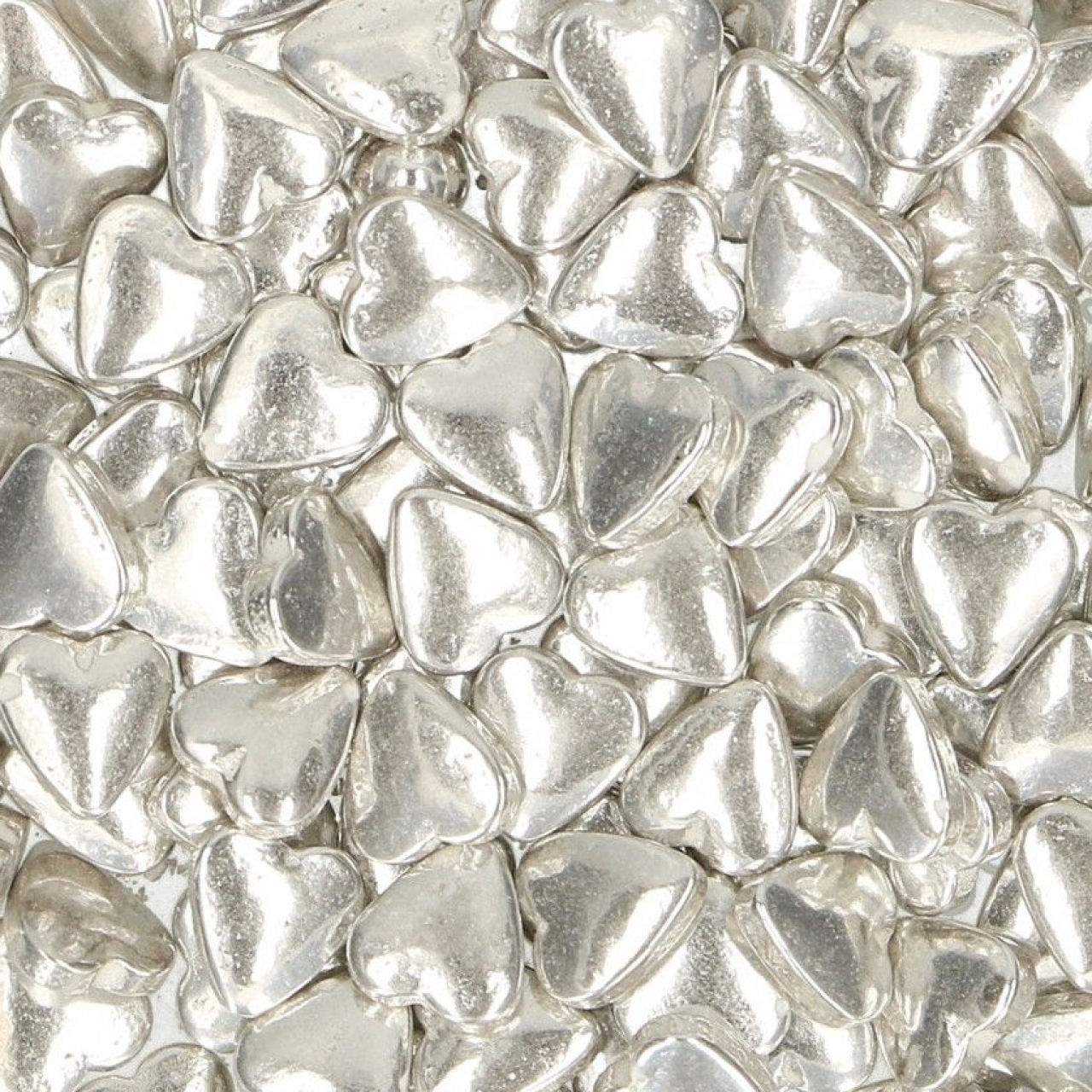 Streudekor "Metallic-Herzen", Silber, 80 g, FunCakes