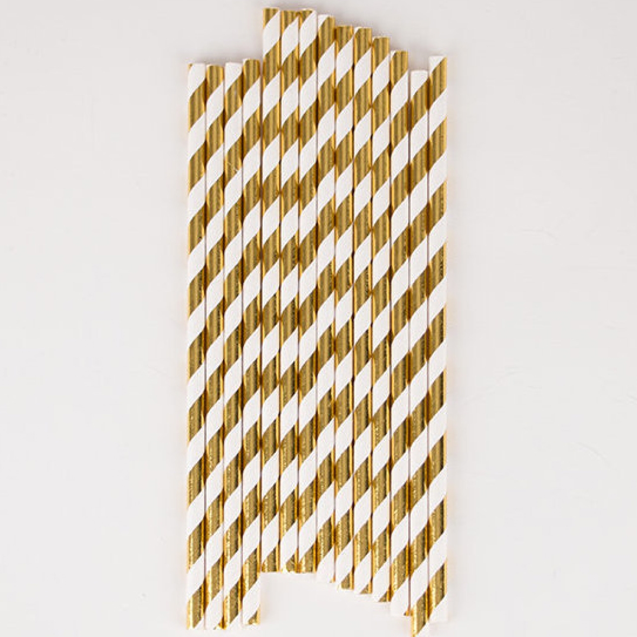 Papier-Strohhalme 20 cm, gold gestreift