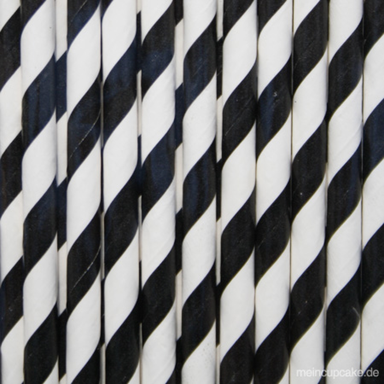 25 Papier-Strohhalme, schwarz, weiß gestreift, Trinkhalme
