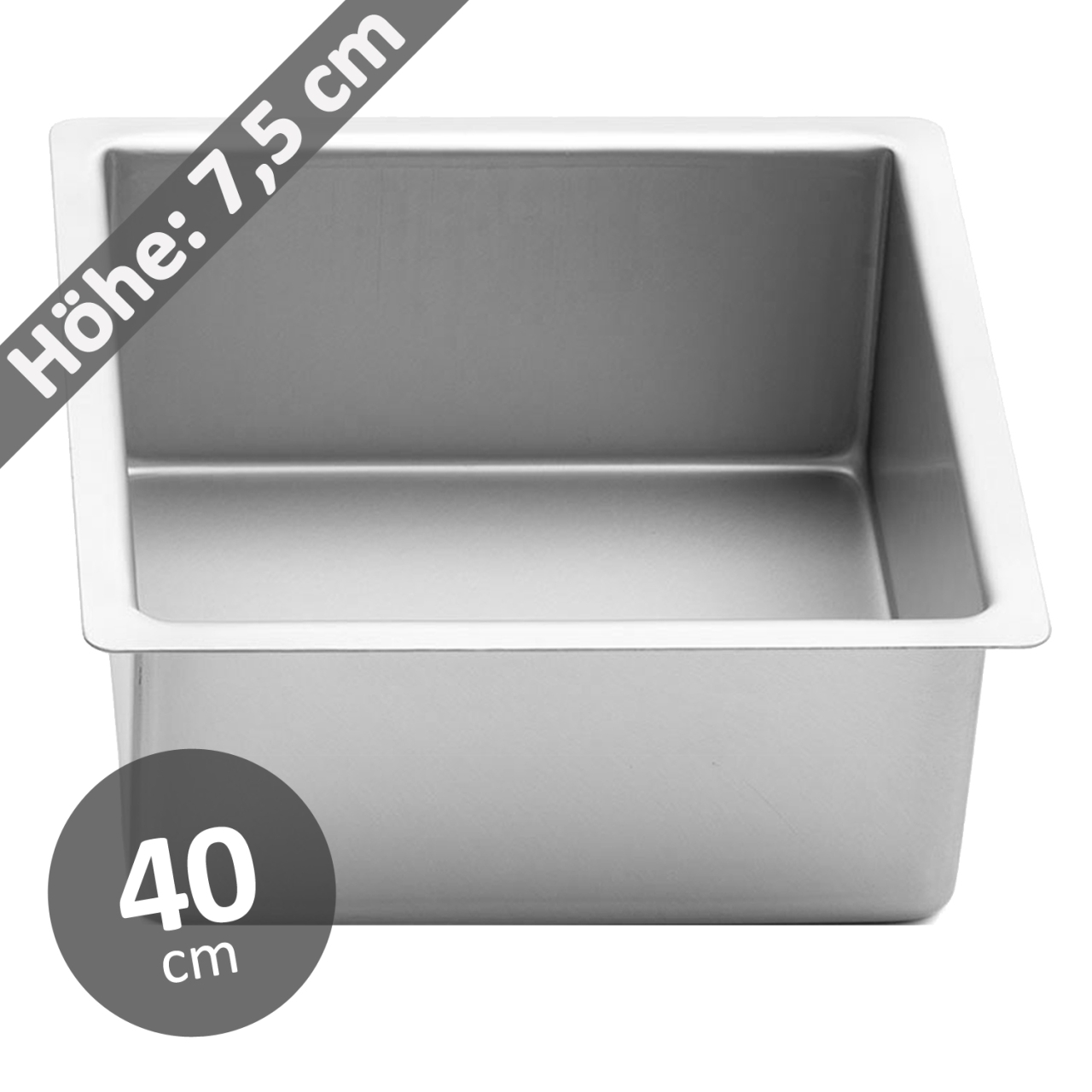 Torten-Backform 40 x 7,5 cm quadratisch Aluminium
