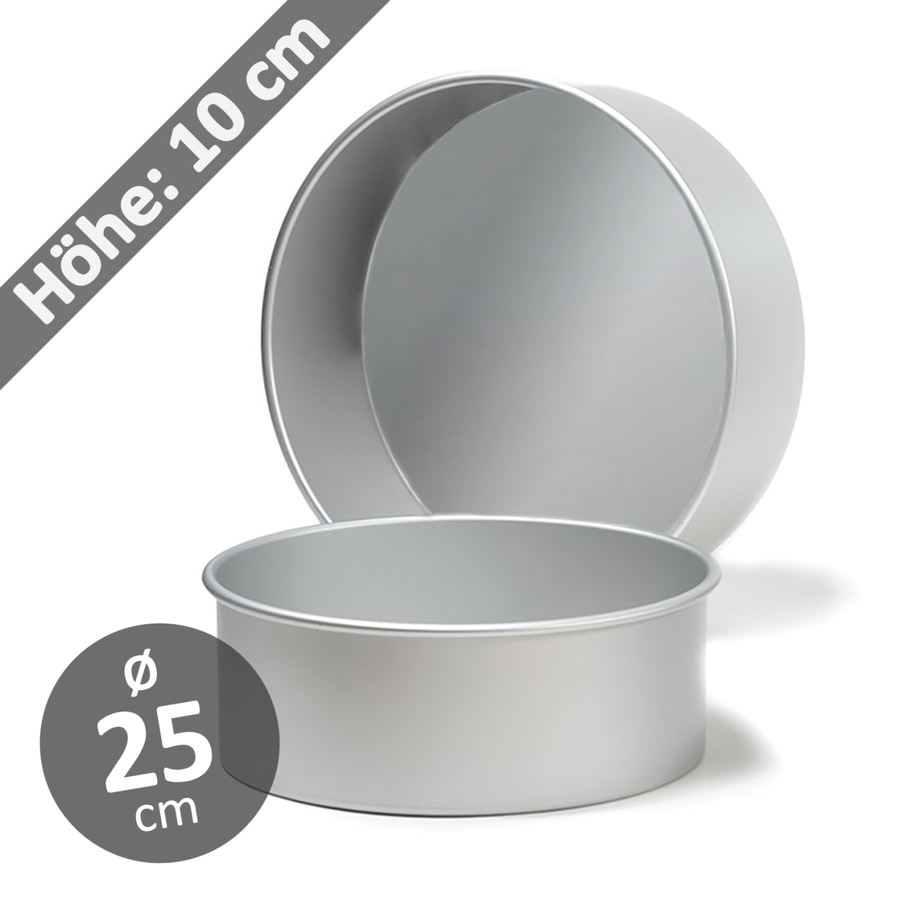 Torten-Backform 25 x 10 cm rund Aluminium