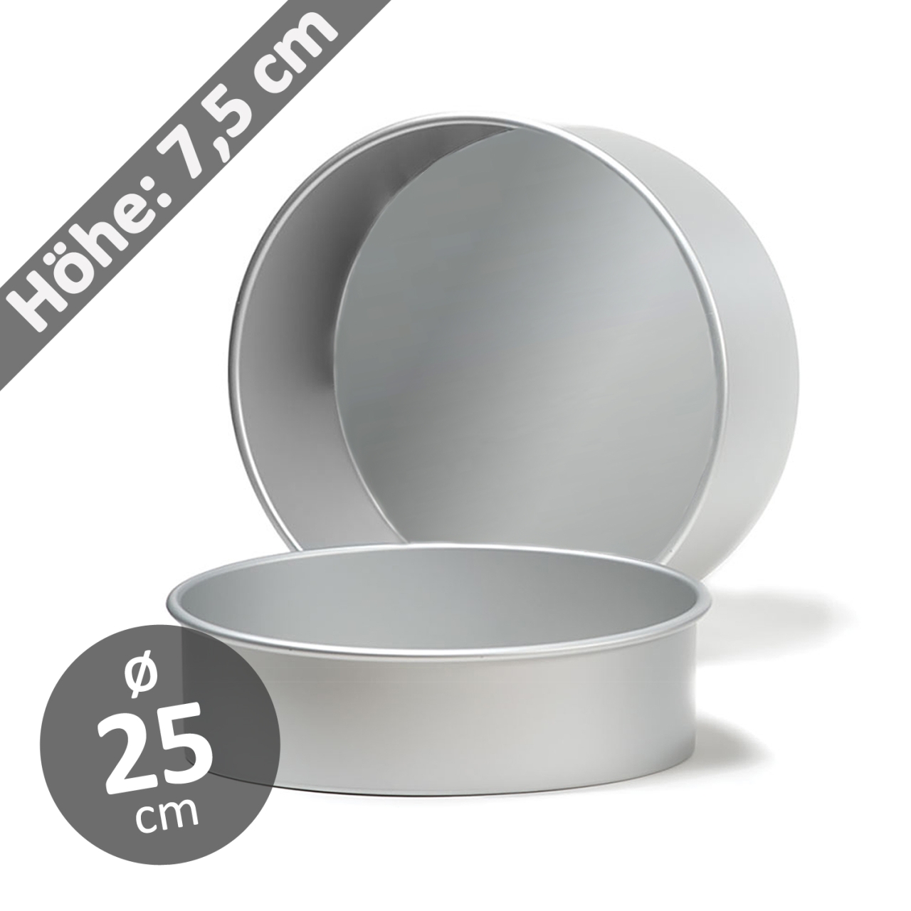 Torten-Backform 25 x 7,5 cm rund Aluminium