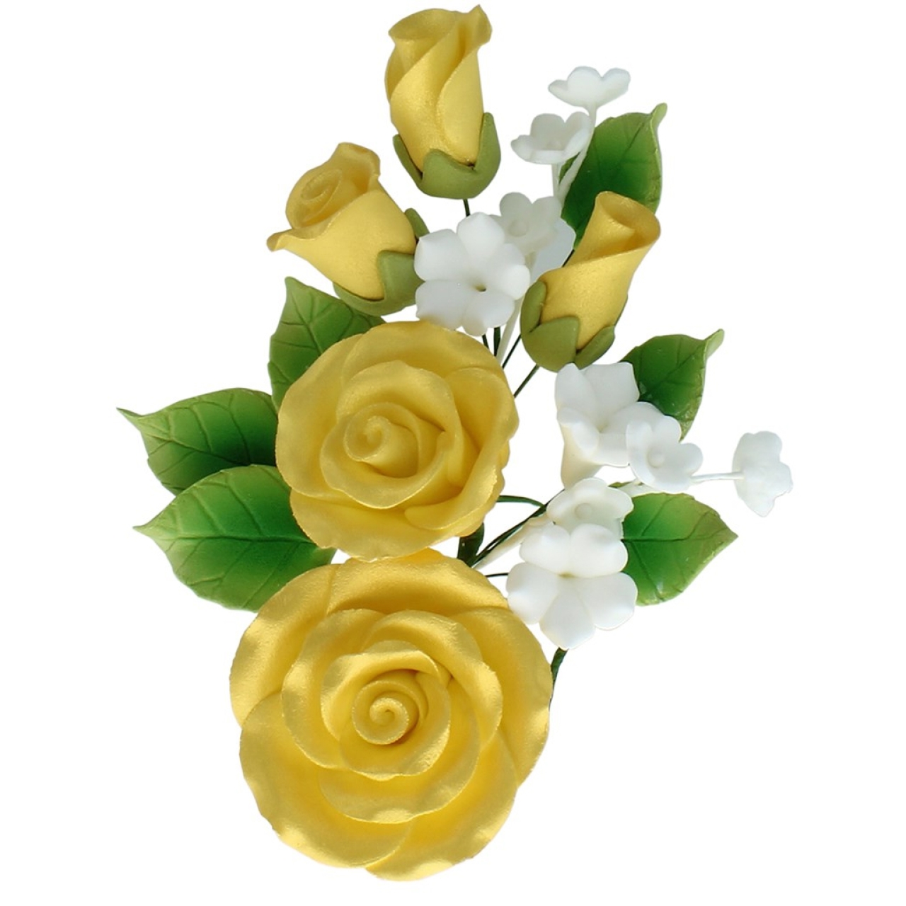 Tortendeko aus Blütenpaste 'Goldene Rosen', 14,5 cm